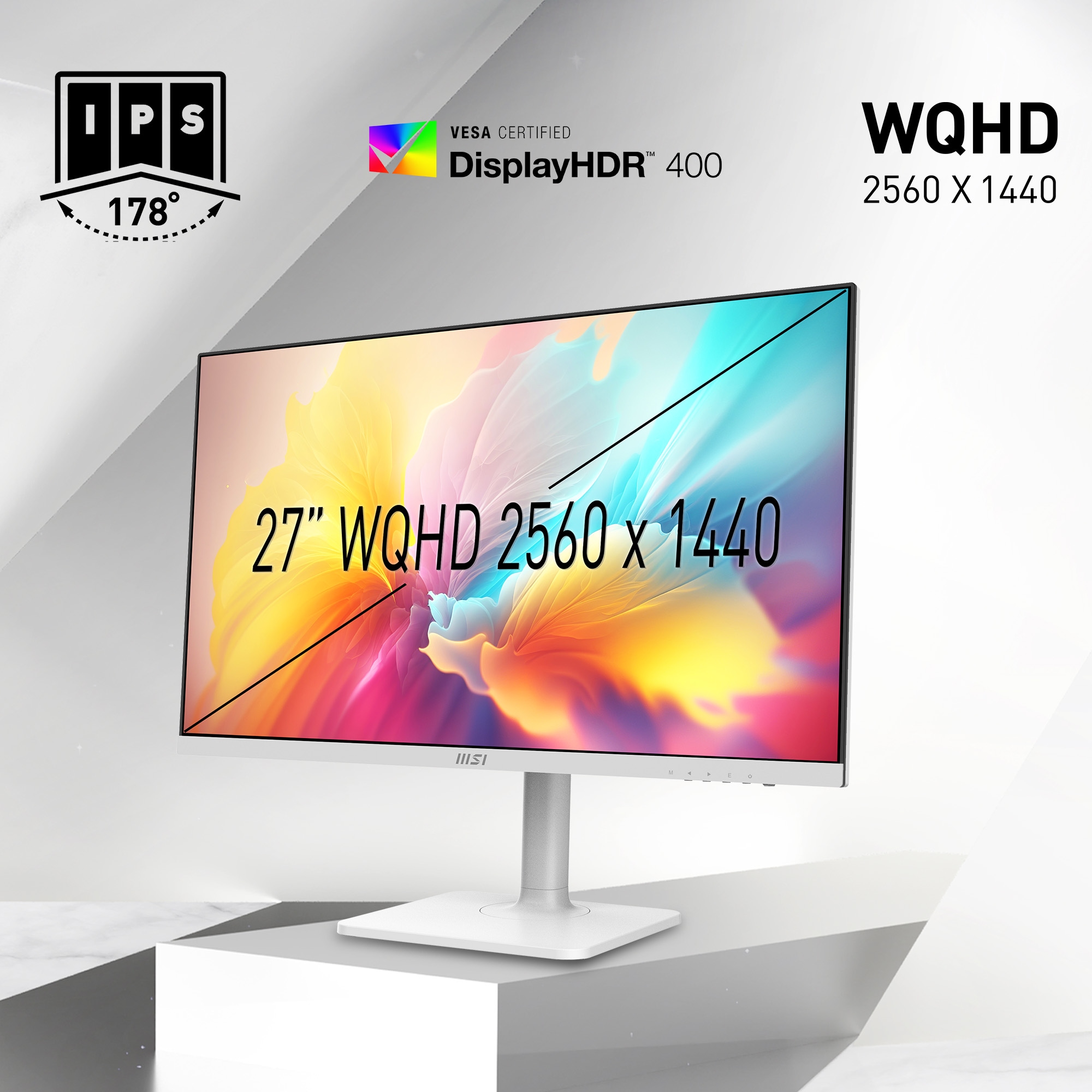 MSI LED-Monitor »Modern MD272QXPW«, 69 cm/27 Zoll, 2560 x 1440 px, WQHD, 1 ms Reaktionszeit, 100 Hz, höhenverstellbar, 3 Jahre Herstellergarantie, USB-C