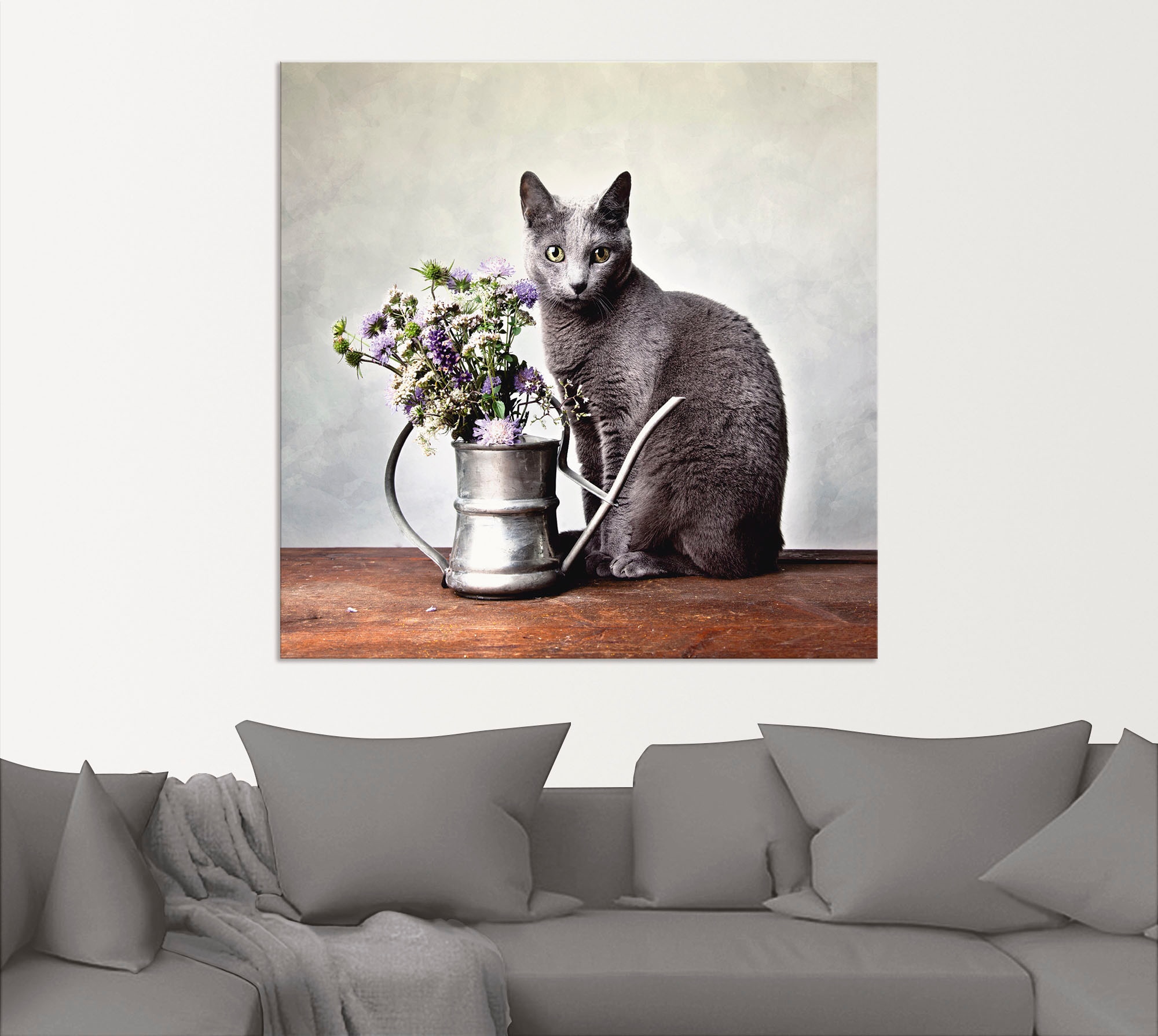 Artland Wandbild »Katze mit Deko«, Haustiere, (1 St.), als Alubild, Outdoorbild, Leinwandbild in verschied. Größen