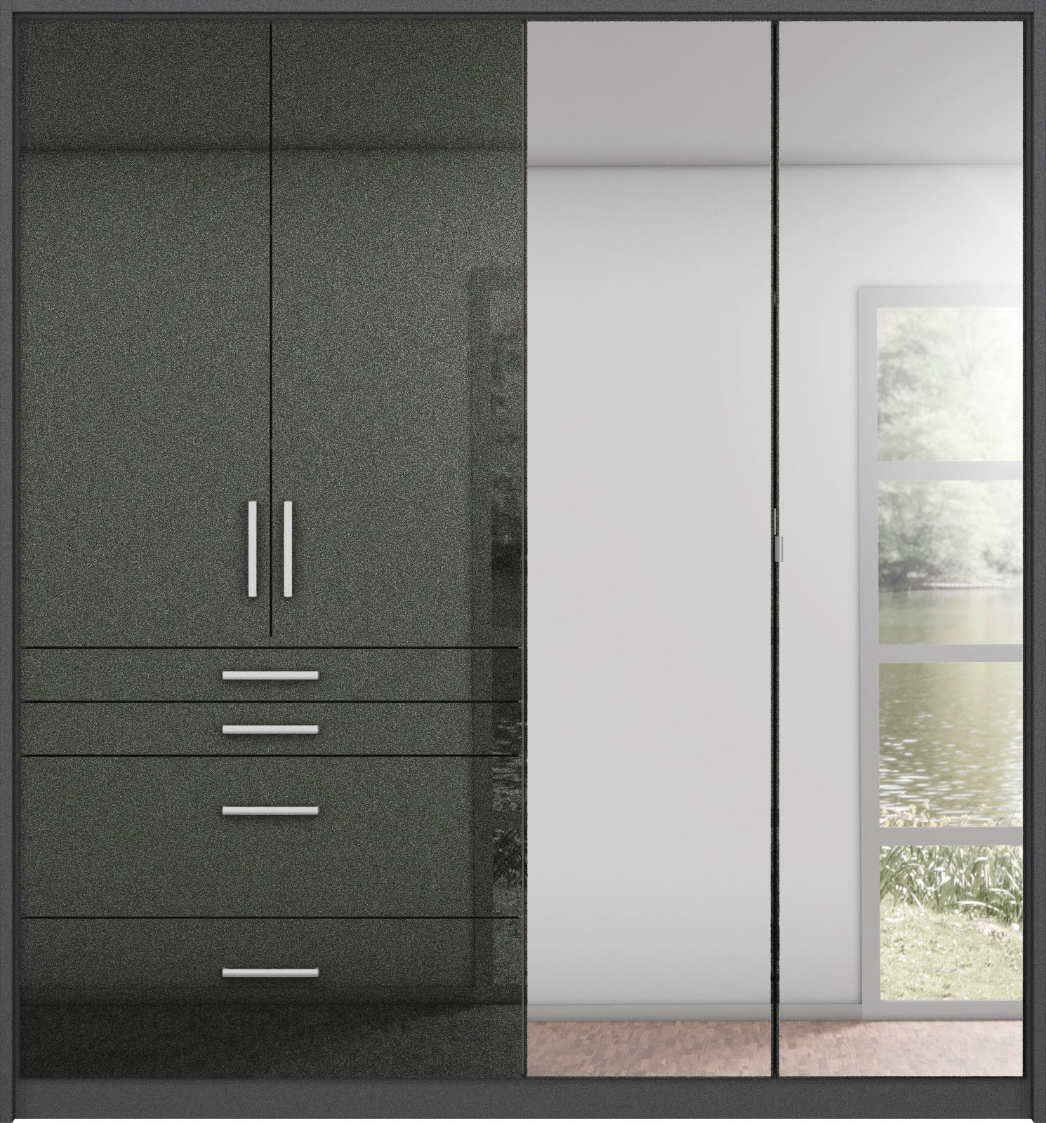 rauch Drehtürenschrank »Kleiderschrank Schrank Garderobe Garderobenschrank Topseller HOMBURG«, inkl. Passepartout, oberer Schubkasten mit Einteilung MADE IN GERMANY