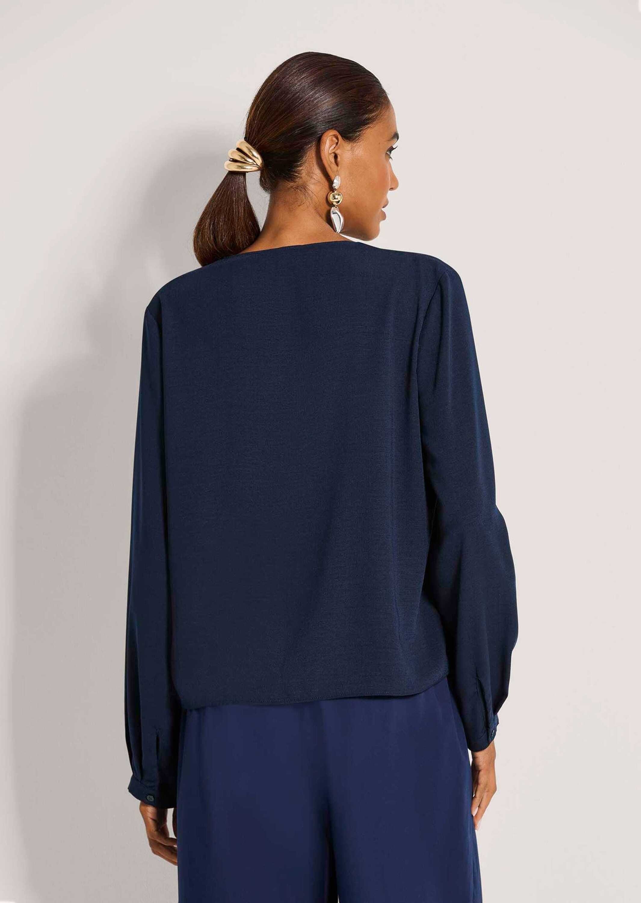 MADELEINE Langarmbluse »Hemdbluse Volantbluse mit Rüschendetails« Bluse mit einseitiger Rüsche am V-Ausschnitt
