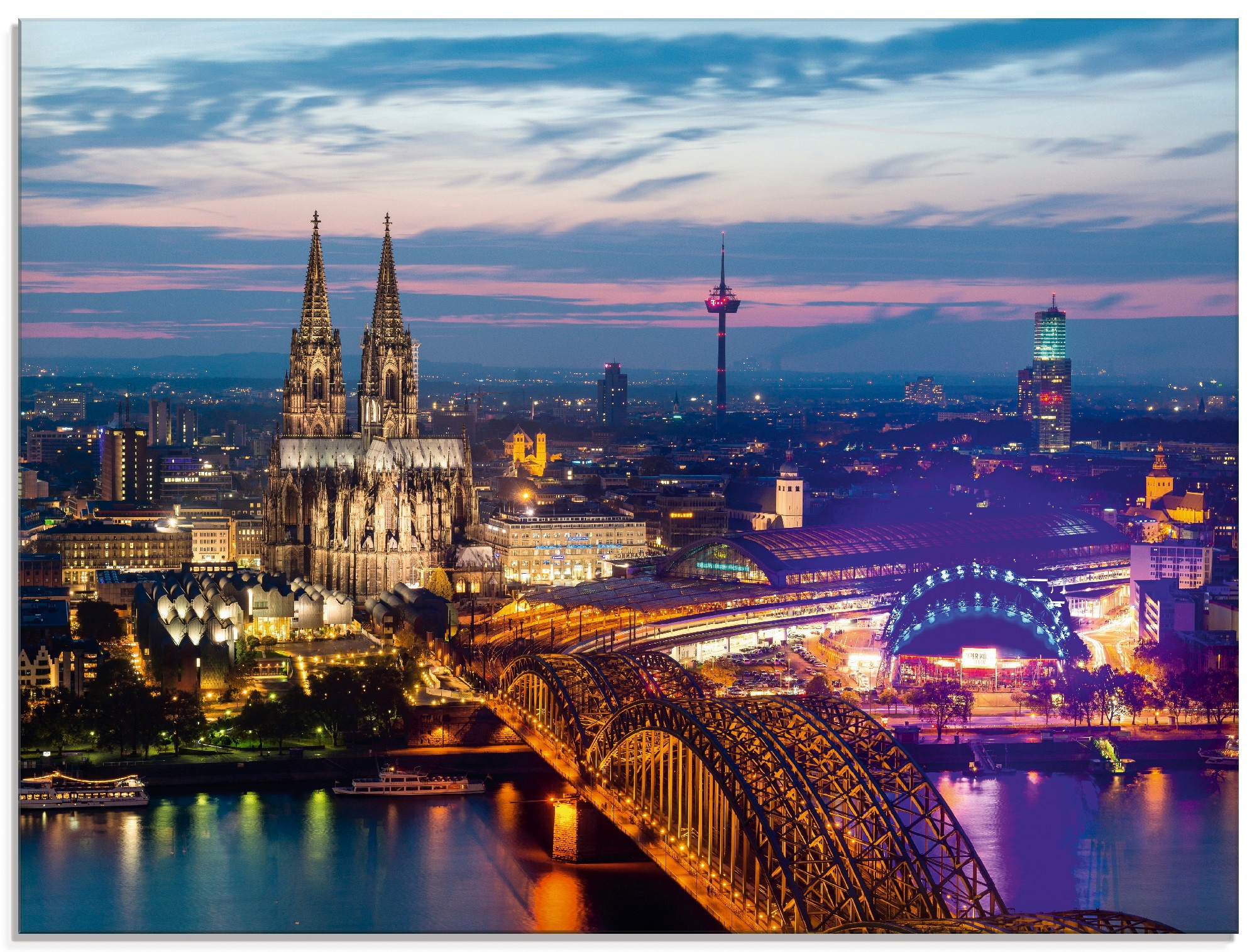 verschiedenen Größen Panorama bei Deutschland, (1 kaufen Artland am online Glasbild OTTO Abend«, »Köln St.), in