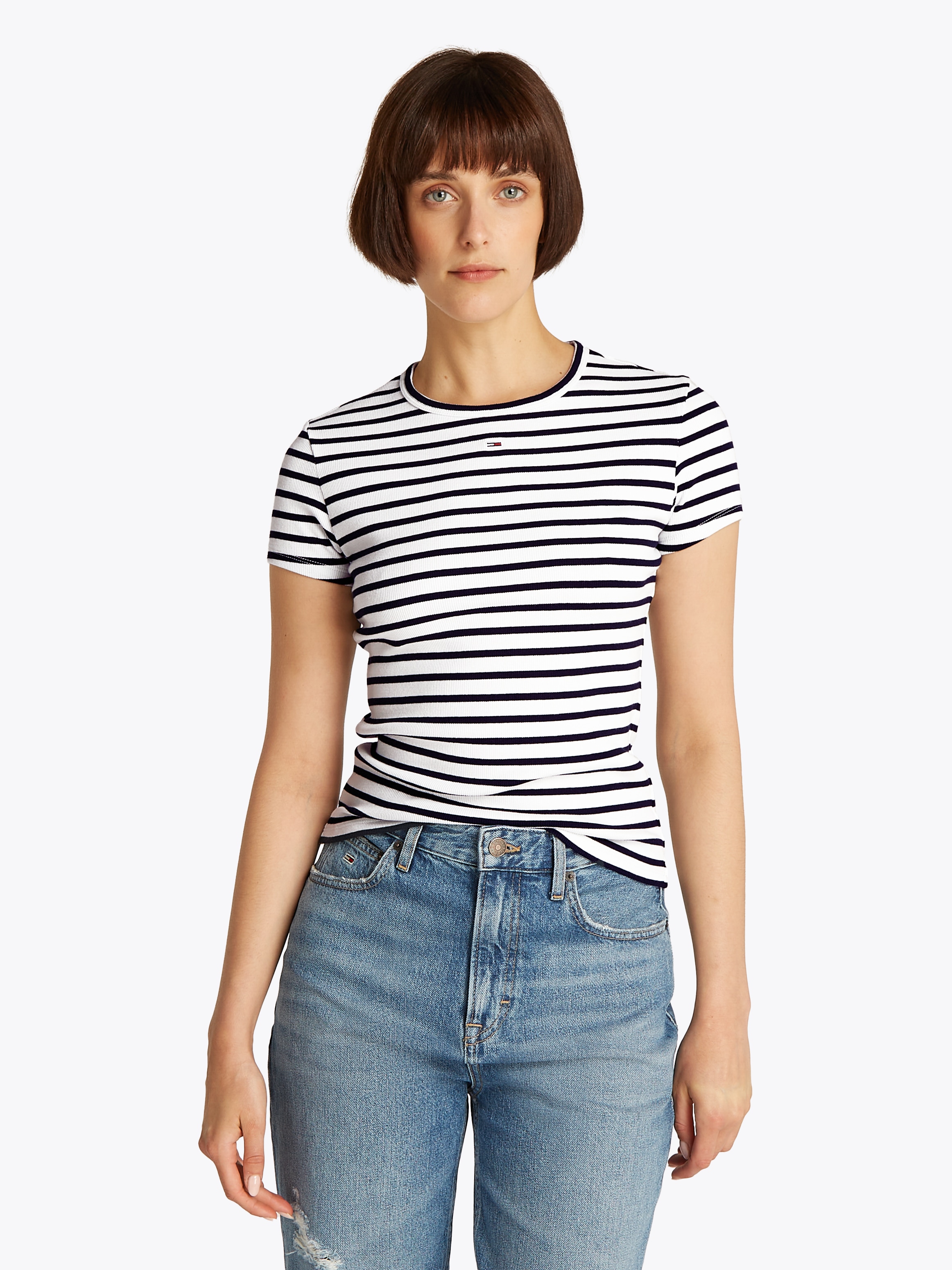 Tommy Jeans T-Shirt »TJW SLIM ESSENTIAL RIB SS«, mit gerippter Struktur