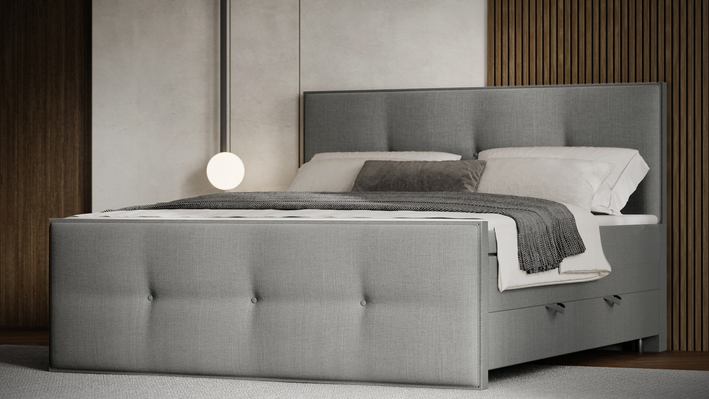 FORTE Boxspringbett »Eve inkl. zwei Bettkästen und Kaltschaum Topper« und einer 7-Zonen-Tonnentaschen-Federkernmatratze (H3)