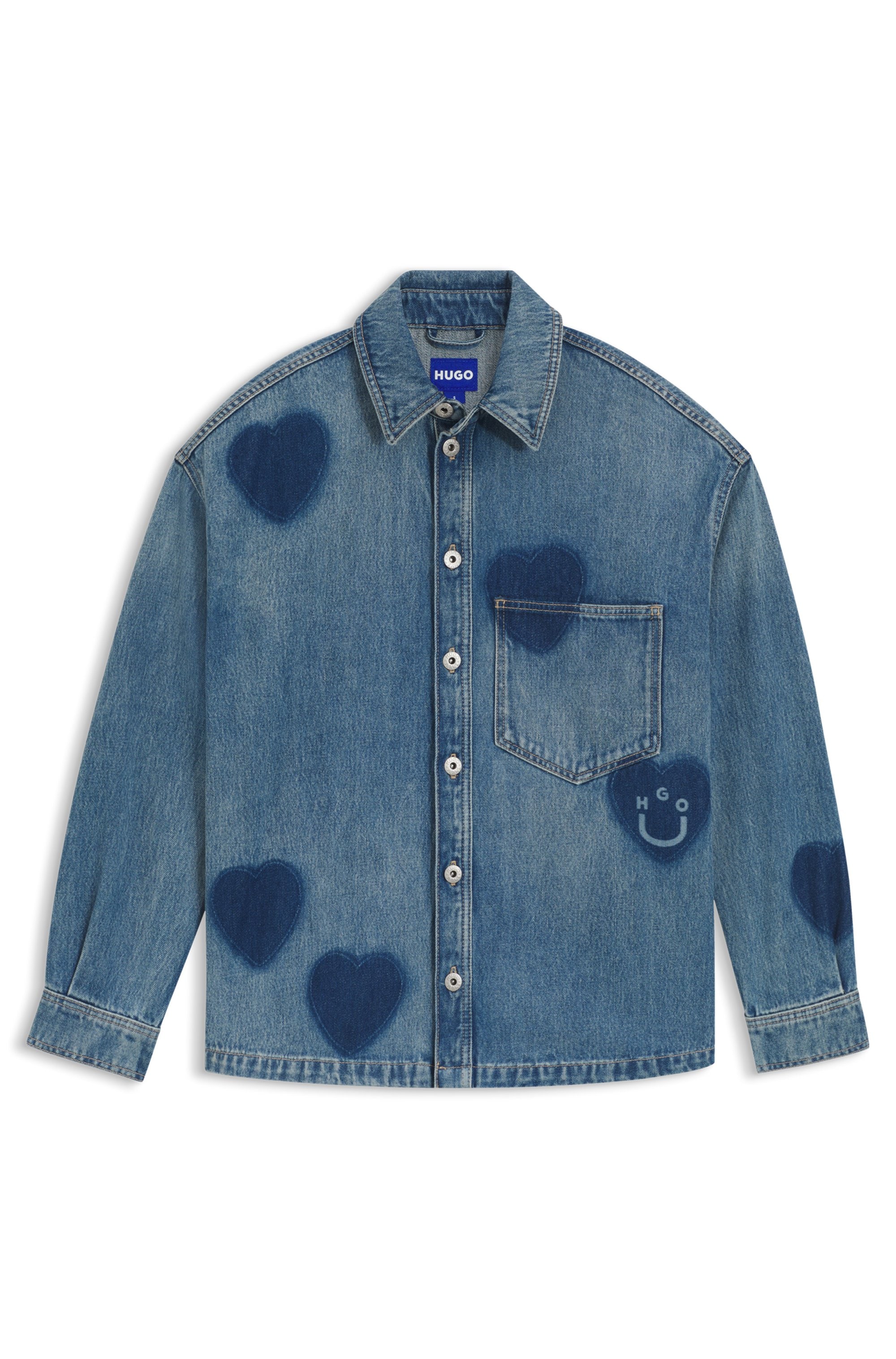 HUGO Blue Jeanshemd »Garesa«, im Relaxed Fit, mit Laserdruck
