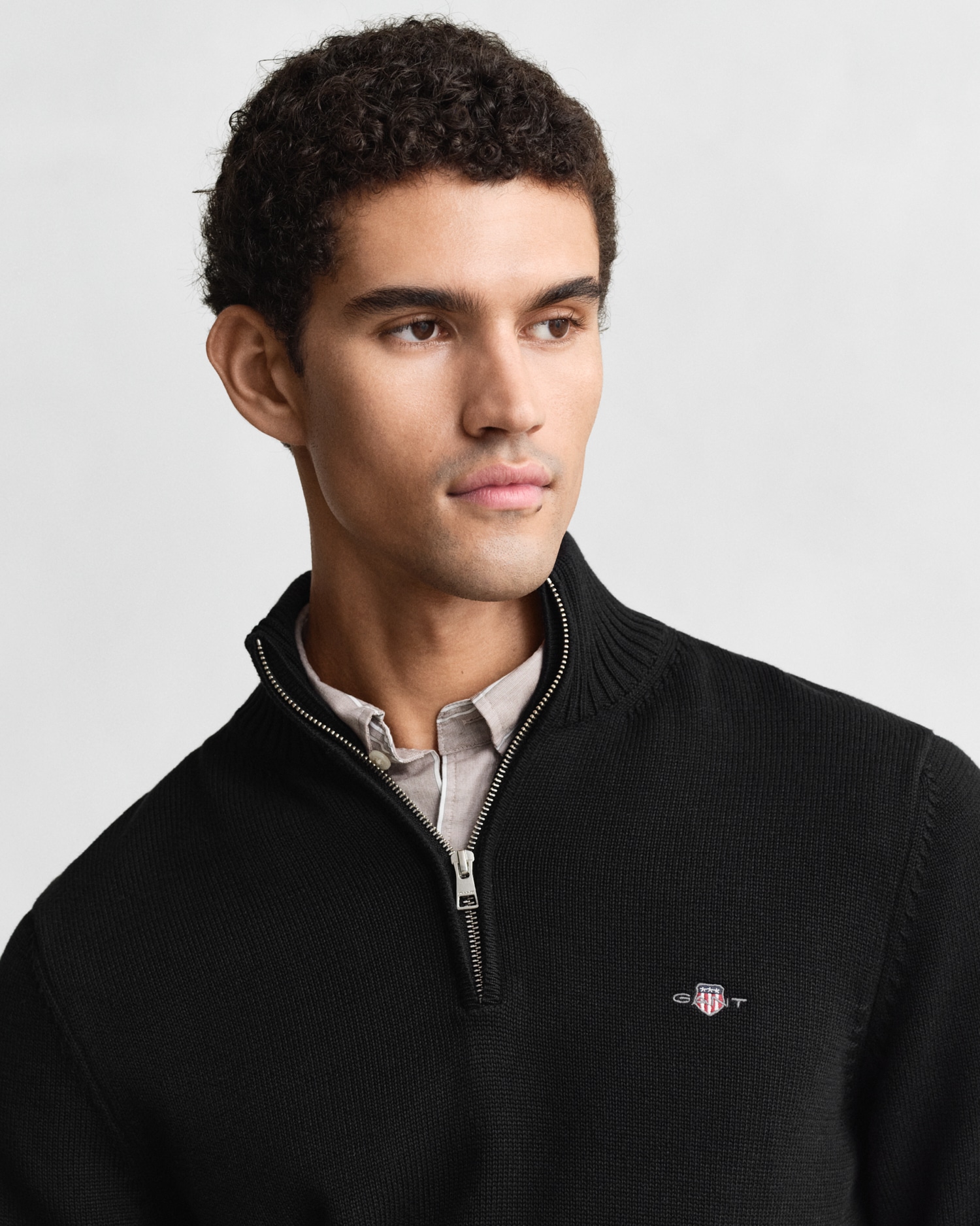 Gant Troyer »CASUAL COTTON HALF ZIP« mit grafischer Logostickerei auf der Brust
