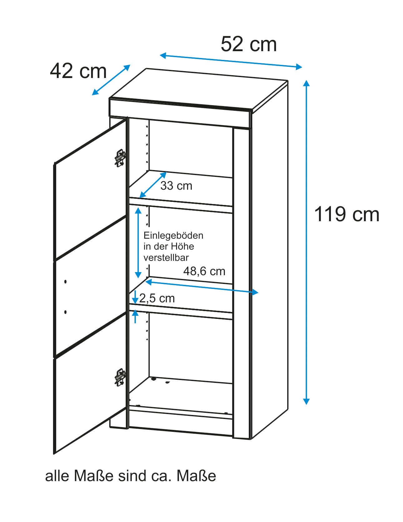 VOGL Möbelfabrik Aktenschrank »Toronto«, in 2 Breite, 3 Fächer, teilmassiv, Höhe 119 cm, Made in Germany
