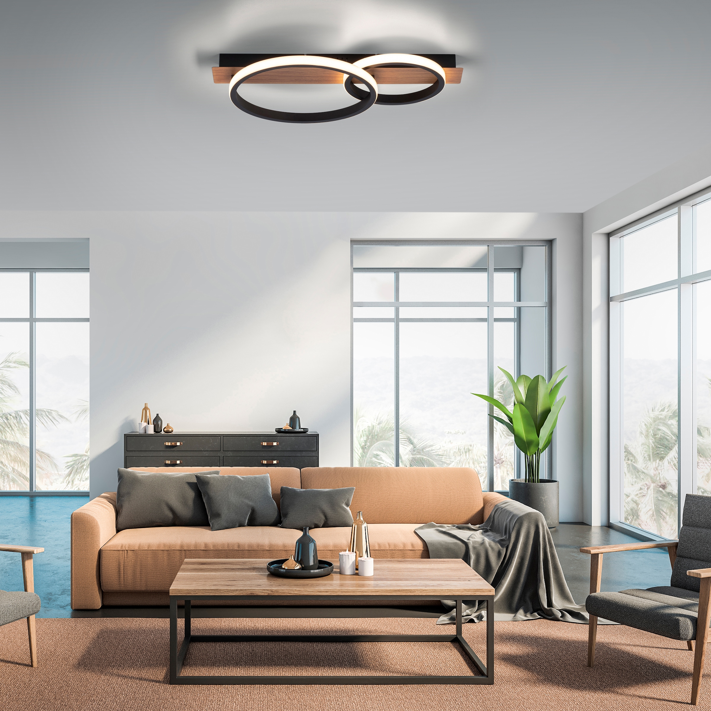 Home affaire LED Deckenleuchte »Molay«, Dekor bei 1 flammig-flammig, warmweißes Deckenlampe OTTO Holz Licht