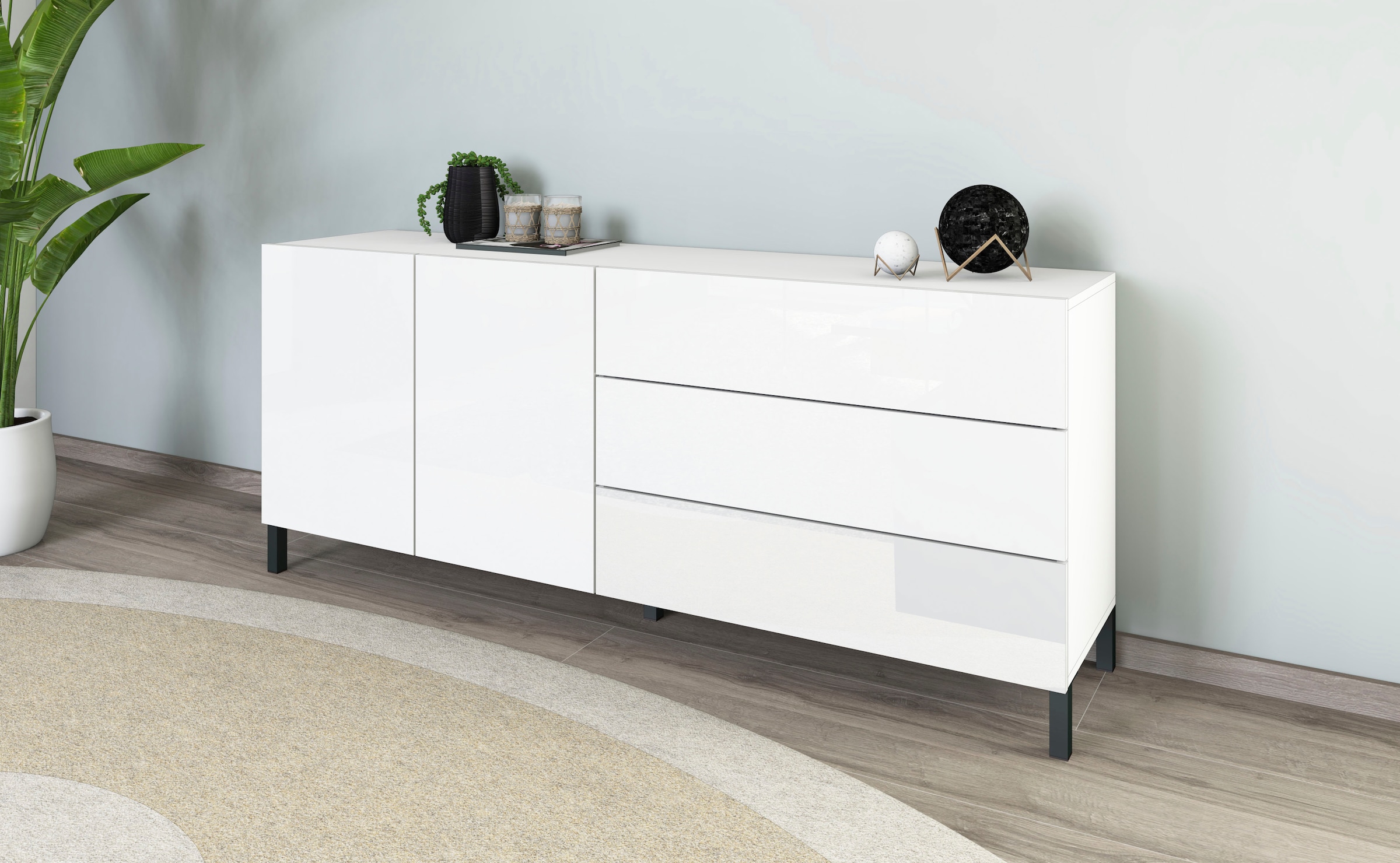 borchardt Möbel Sideboard, Metallfüße, grifflose Optik