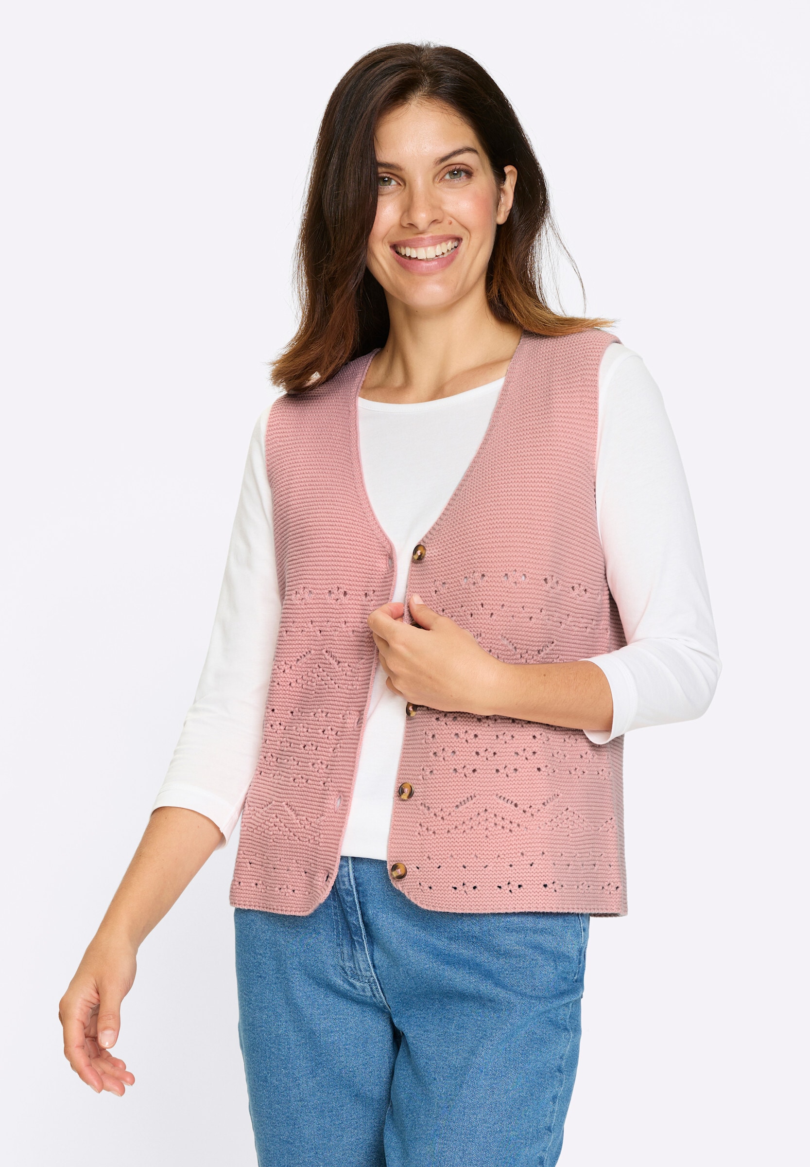 Sieh an! Strickweste »Strickweste Strickweste im Ajour-Muster«
