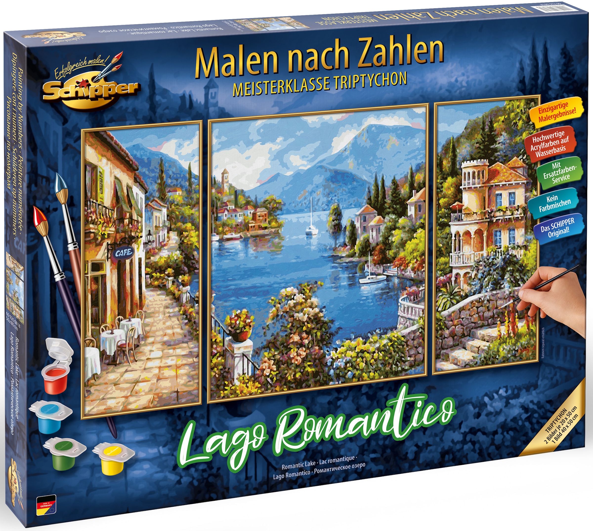 Schipper Malen nach Zahlen »Meisterklasse Triptychon - Lago Romantico«, Made in Germany