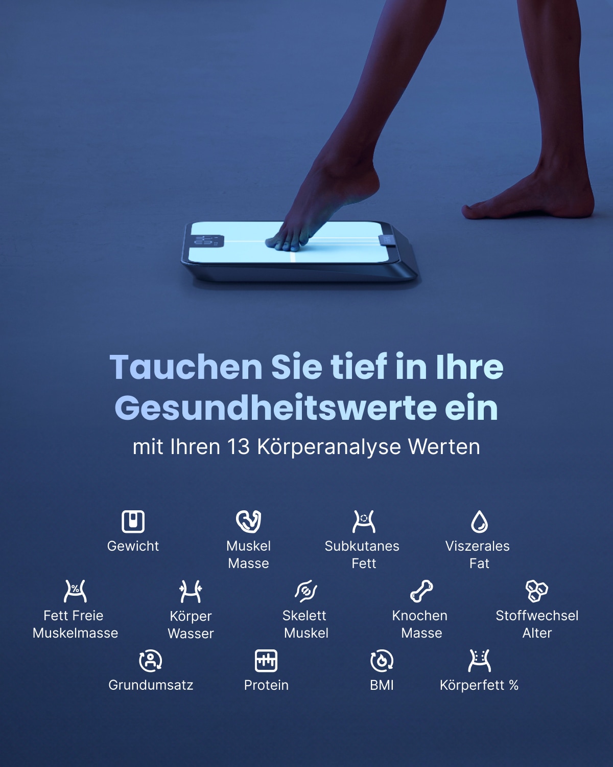 Renpho Personenwaage »Elis Chroma smarte Personenwaage« Lichteffekt der Waagenoberfläche nach Stimmung anpassbar