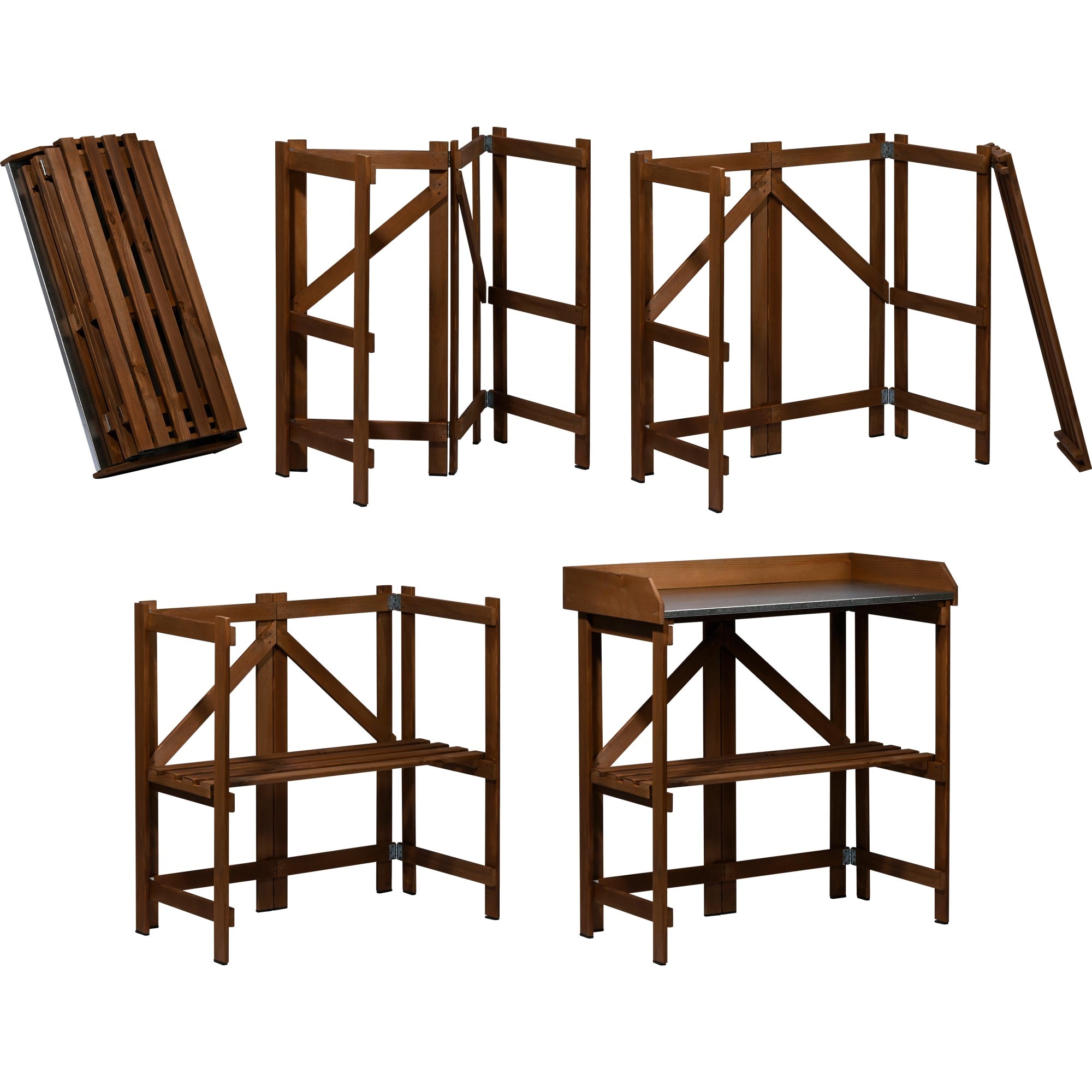 dobar Pflanztisch »faltbar mit Ablage, Dunkelbraun«