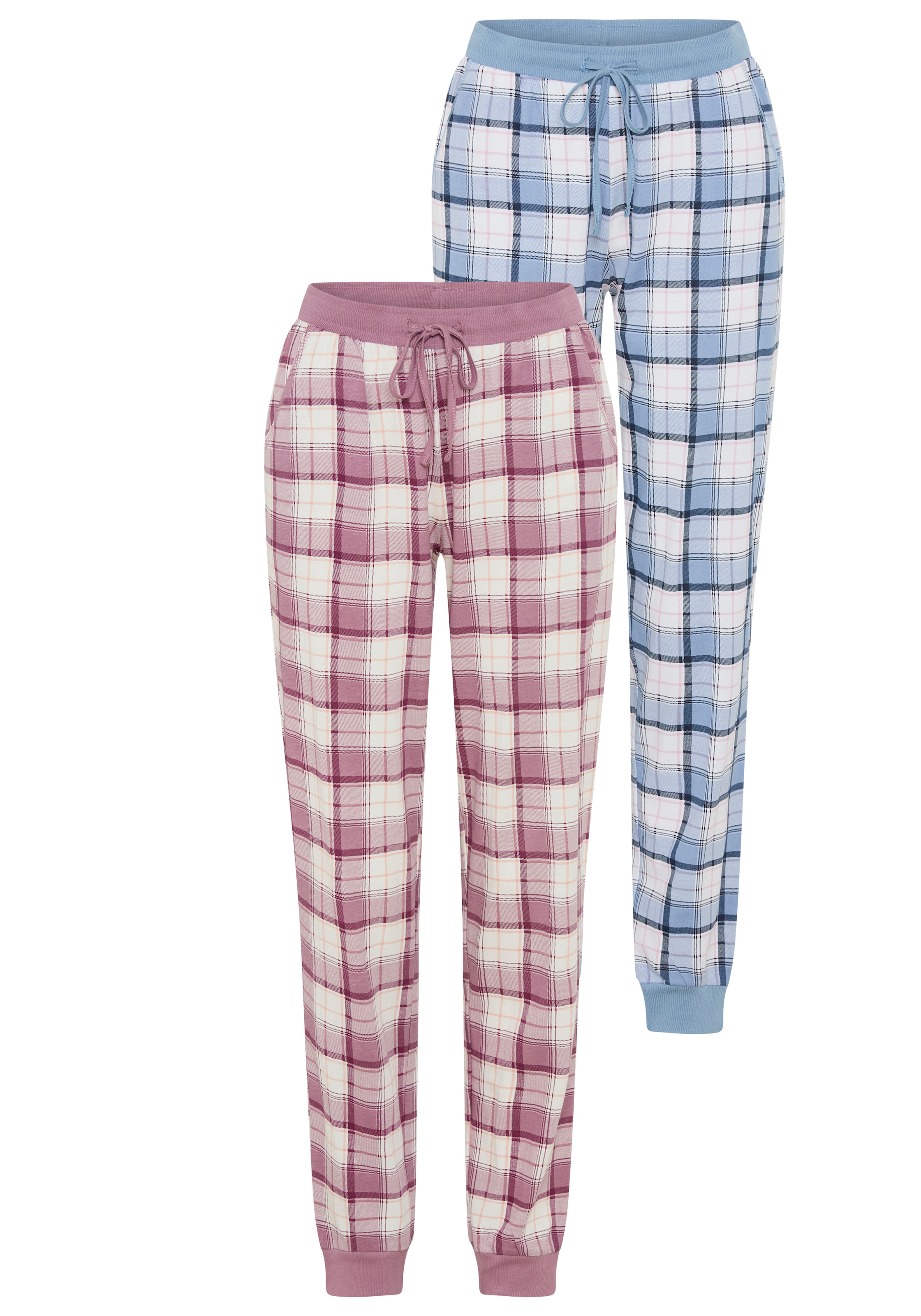 Vivance Dreams Pyjama, (Set, 2 Stück), Elastische Rippbündchen