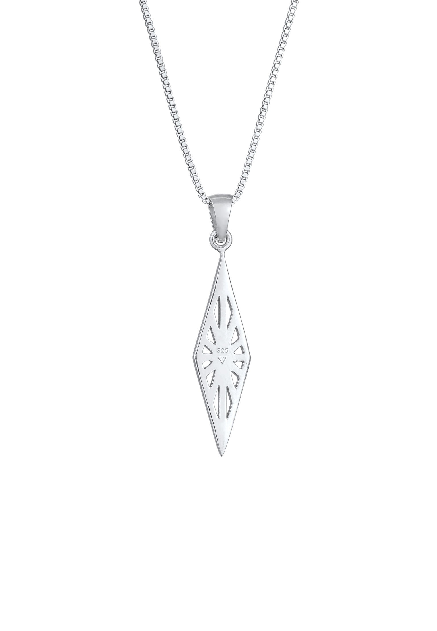 Kuzzoi Kette mit Anhänger »Halskette Herren Raute Marquise Ornament Used Look 925 Silber«