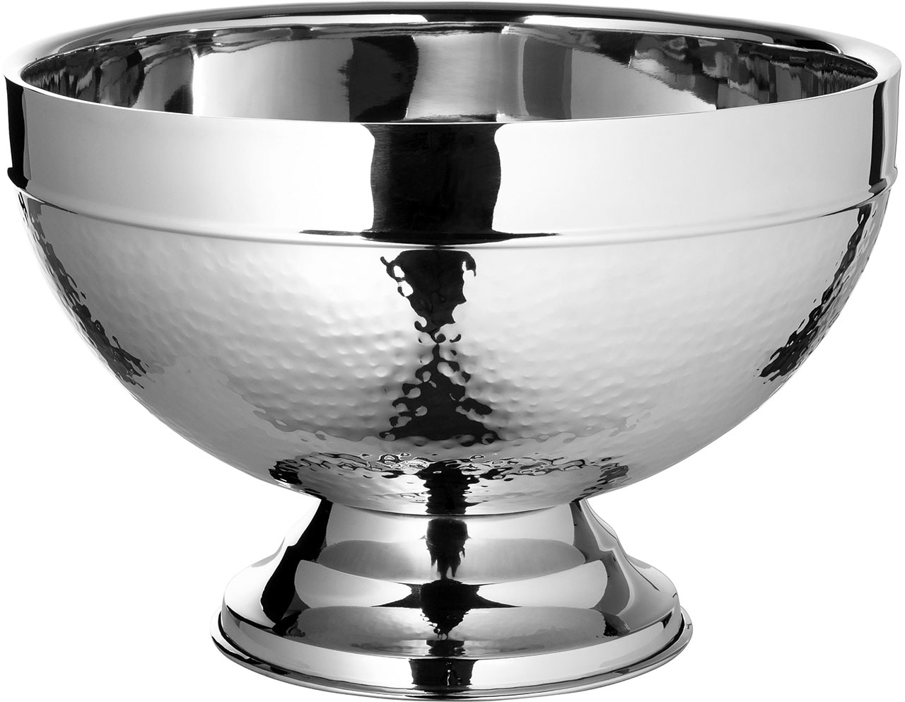 Fink Wein- und Sektkühler »Punchbowl NASSAU, mit feiner Hammerschlagstruktur«, (1 tlg.), aus Edelstahl, Höhe 21,5 cm x Ø 32 cm