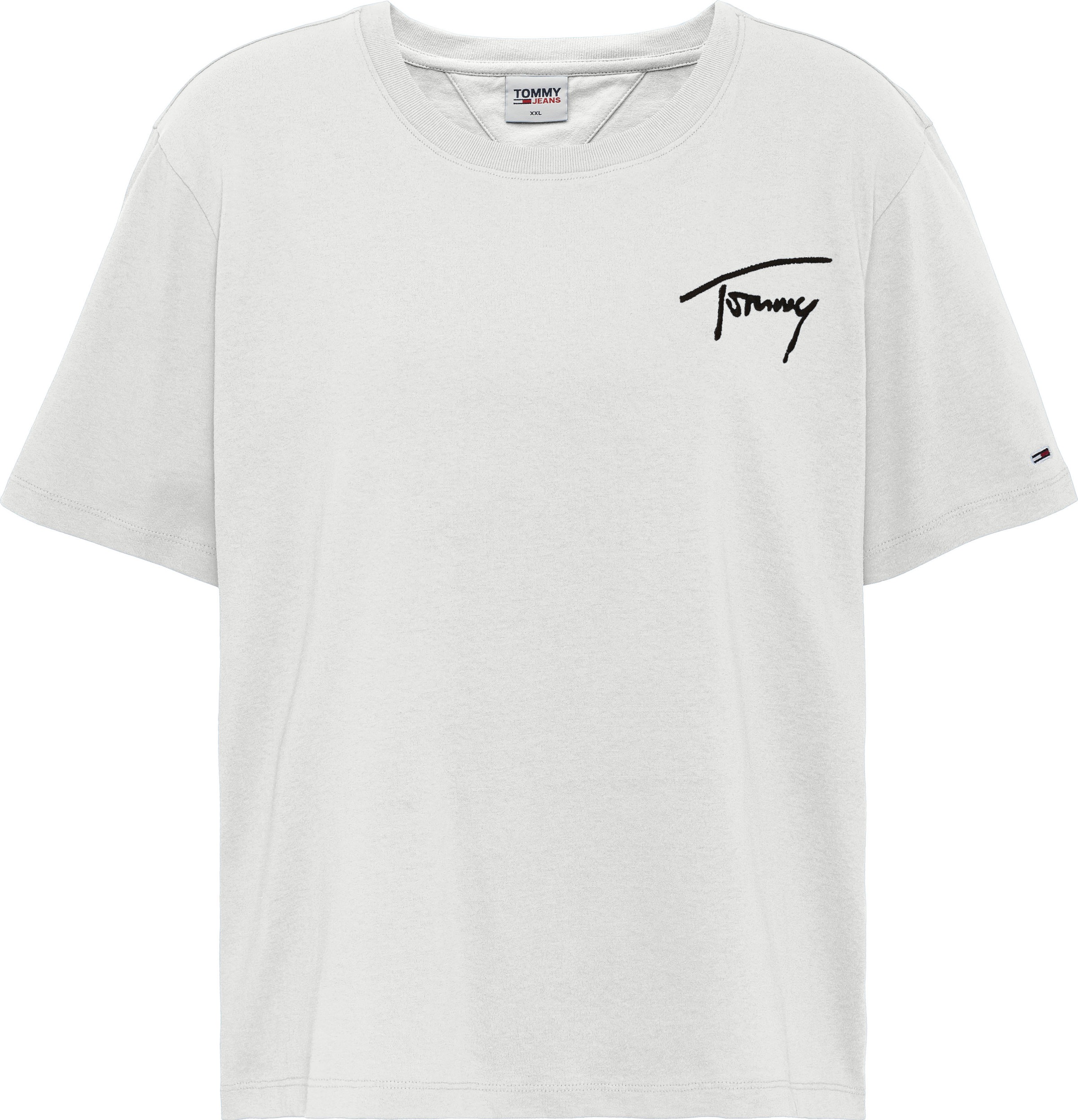 Tommy Jeans Curve Rundhalsshirt »TJW CRV SIGNATURE SS«, Mit verspieltem Tommy Hilfiger Logo-Schriftzug & Flag