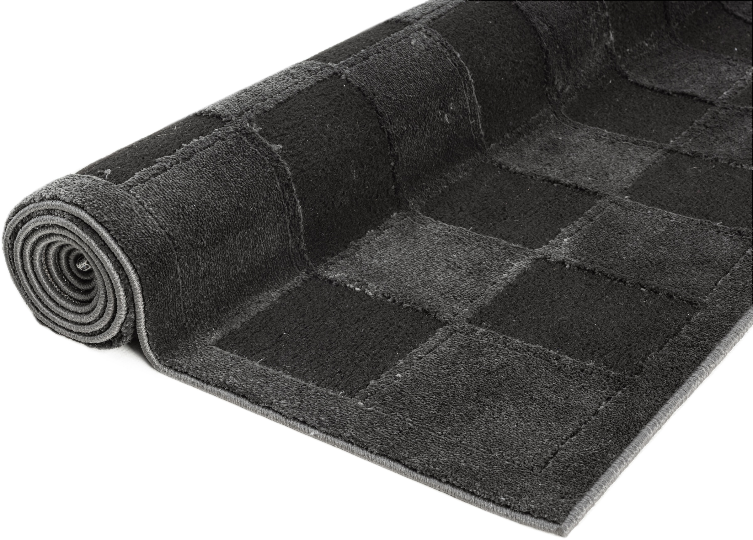 OTTO home Teppich »Belion, Hoch-Tief-Struktur, Karo-Muster« rechteckig 19 mm Höhe leichter Glanz, Schachbrettmuster, Modern, Wohnzimmer, Schlafzimmer