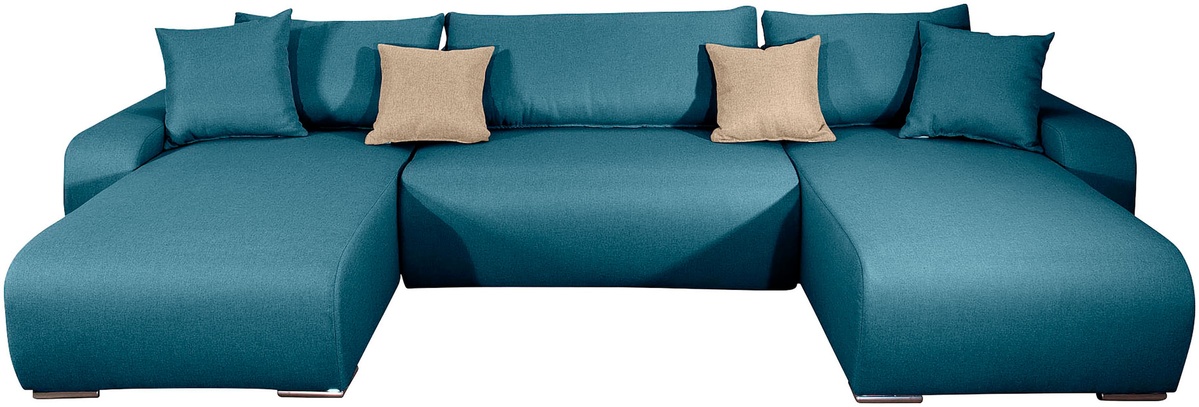 COLLECTION AB Wohnlandschaft »Paola U-Form, B: 314 cm« Schlaffunktion, Bettkasten & 4 Zierkissen, Federkern