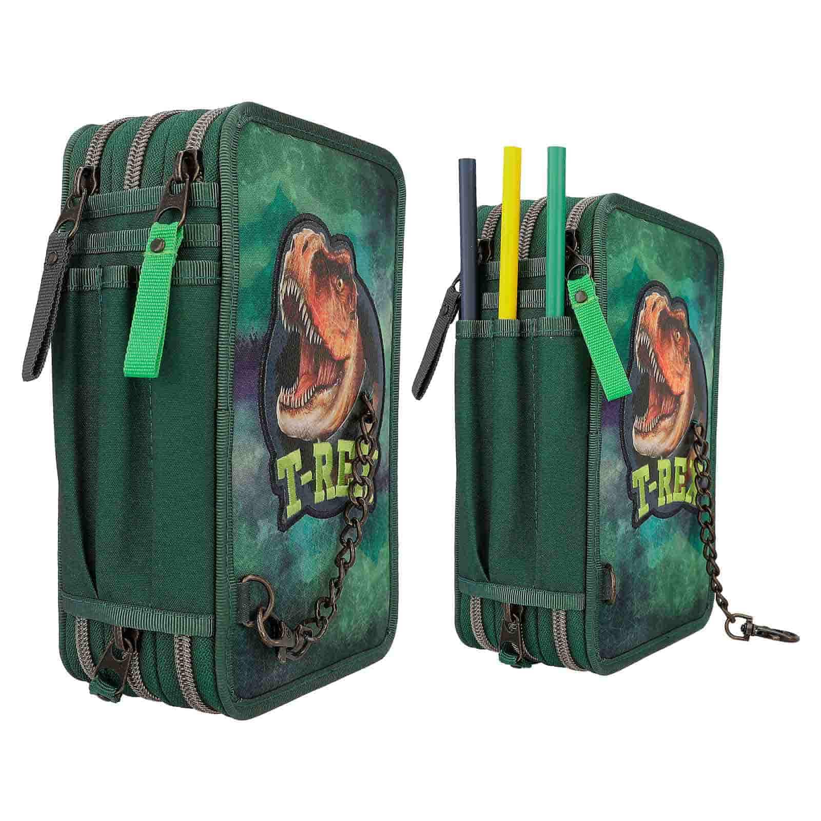 Depesche Buntstift »3-Fach Federtasche T-Rex Dino World 20 x 13 cm grün«