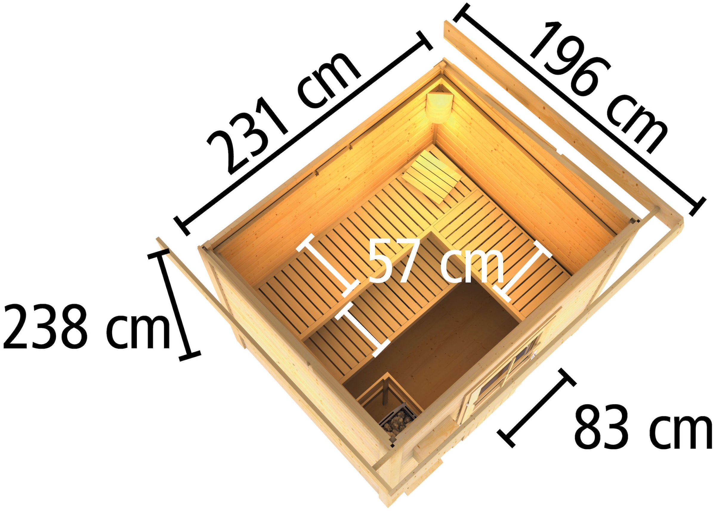 Karibu Saunahaus »Talo 3« Set,  Ofen 9 kW Bio externe Strg easy