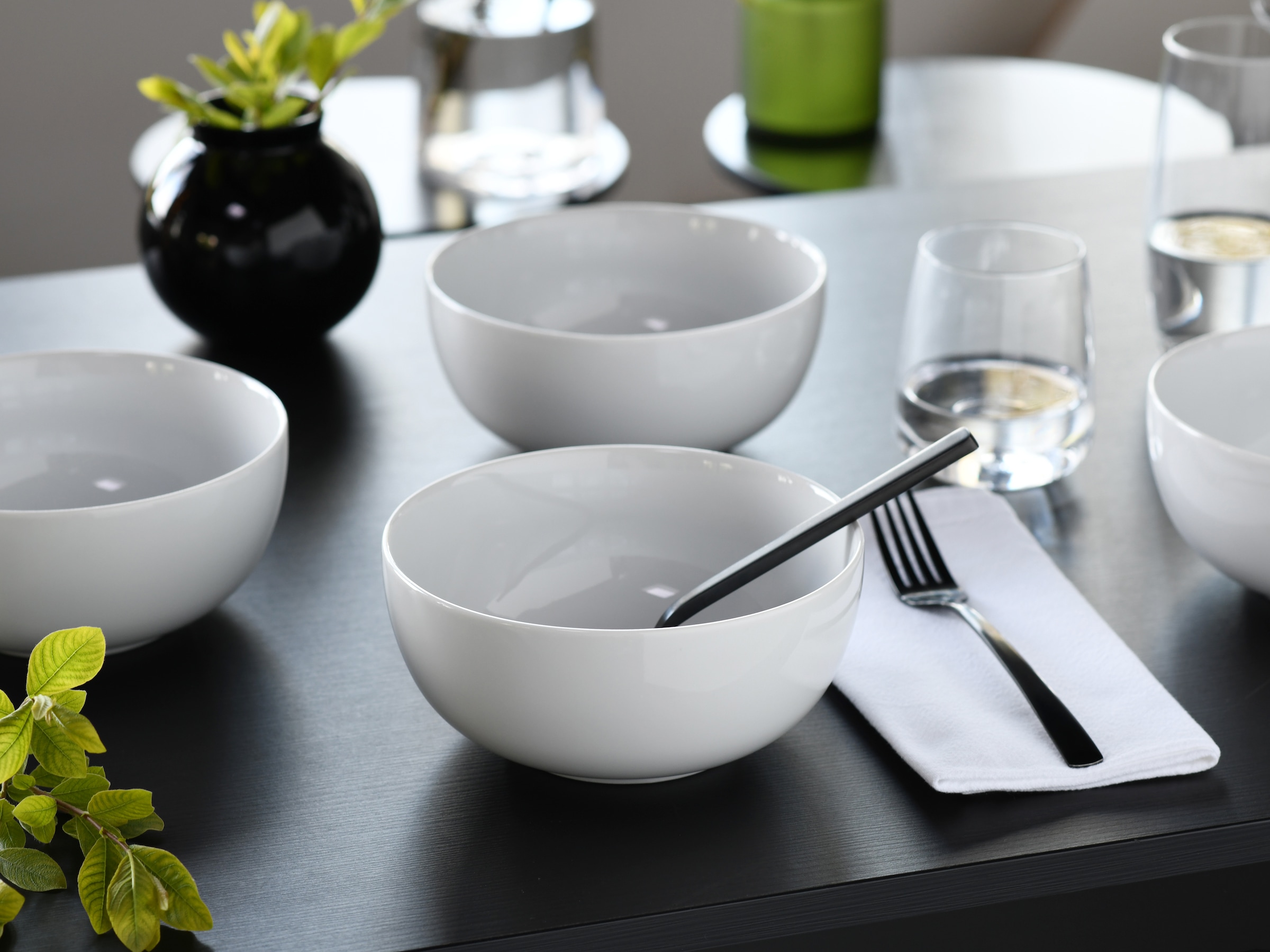 CreaTable Schale »Allround Weiss, Buddha Bowl 16 cm 4-tlg« 4 Stk. aus Porzellan Daily Use, Zeitlos