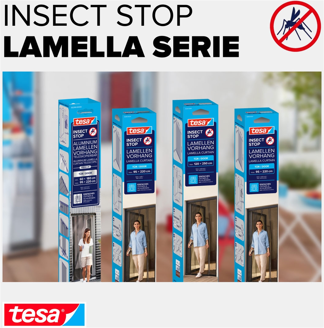 tesa Insektenschutz-Tür »Insect Stop Standard Fliegengitter für Türen - 0.95 m : 2.2 m« Packung, Fliegennetz, Klettband, 1 Stk. tlg. Lamellentür für Balkon & Terrasse