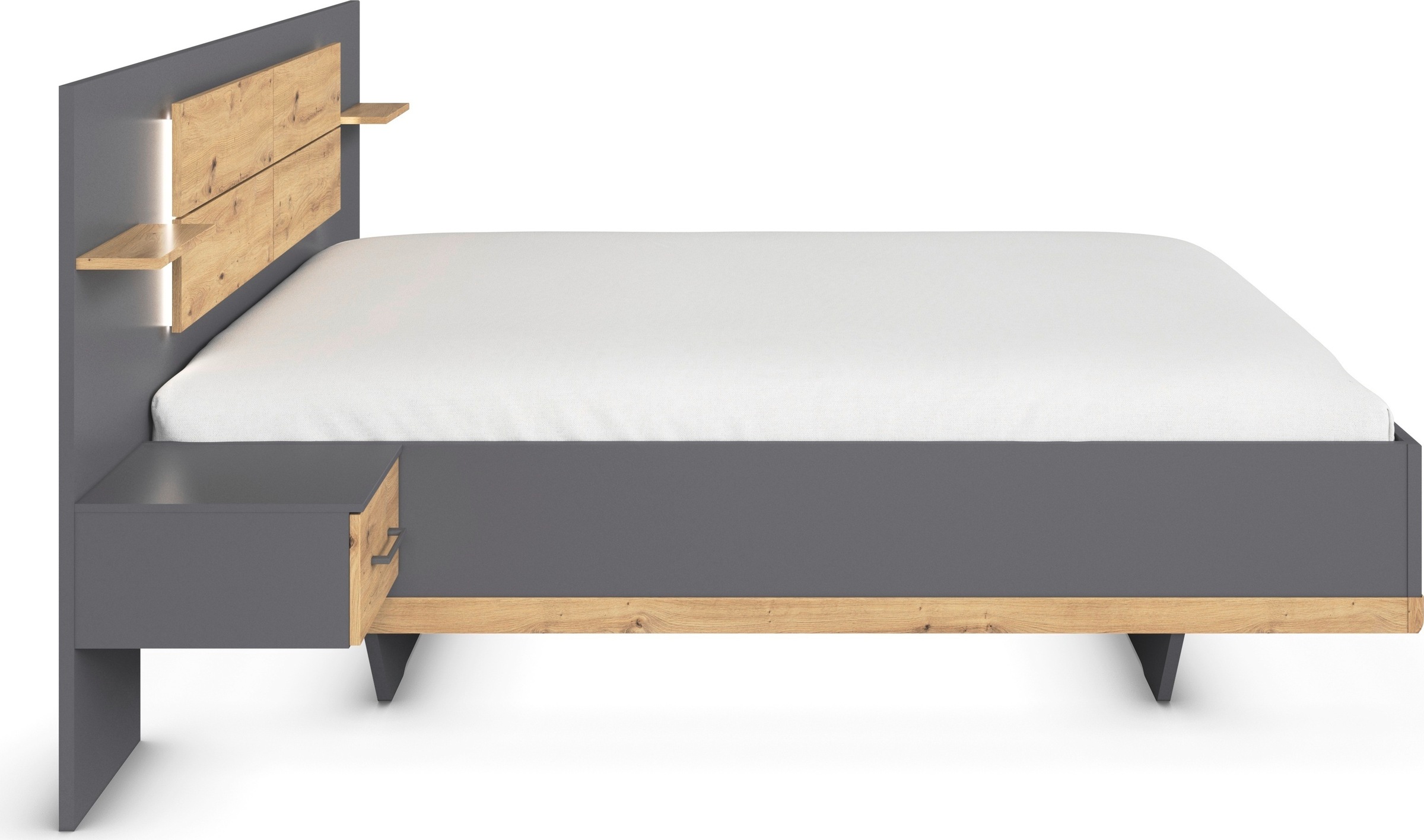 rauch Bettanlage »Bett Doppelbett Komfortbett Funktionsbett BOSTON-EXTRA« Set, Liegeflächen 160 cm oder 180 cm, 3 tlg. tlg. Mit warmer Kopfteil-Beleuchtung, 2x Hänge-Nachttische MADE IN GERMANY