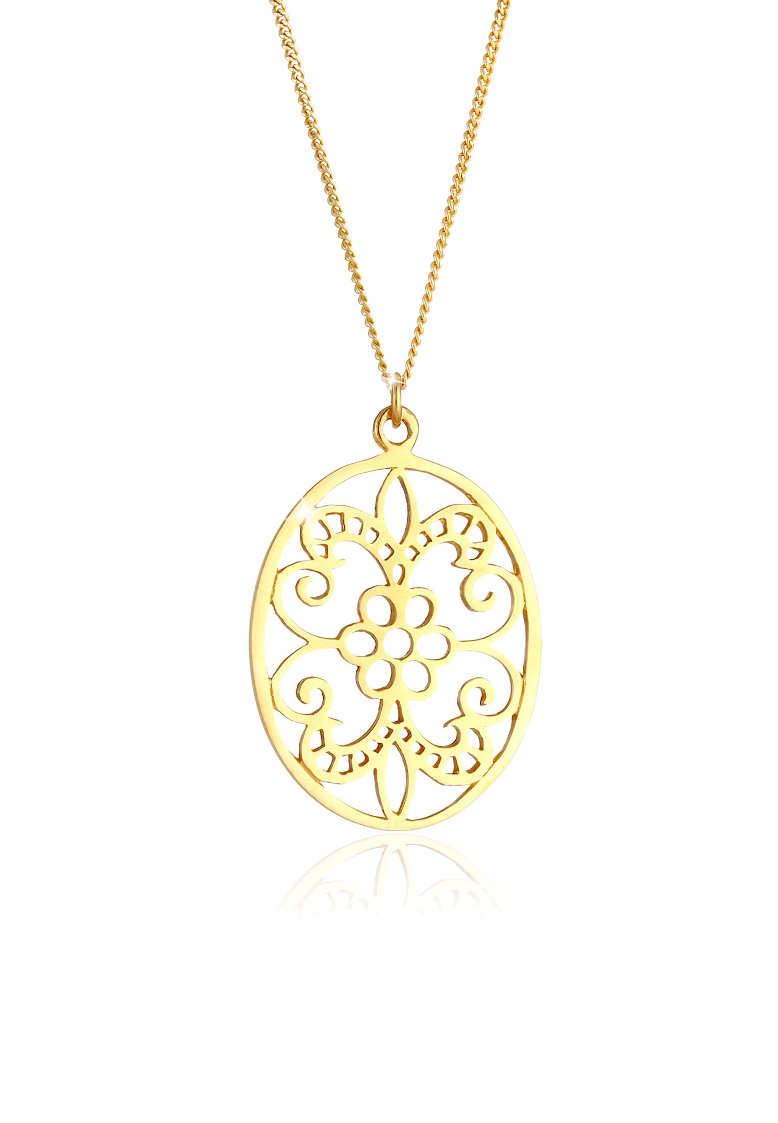 Elli Lange Kette »Halskette Ornament Floral Orientalisch Oval 925 Silber«