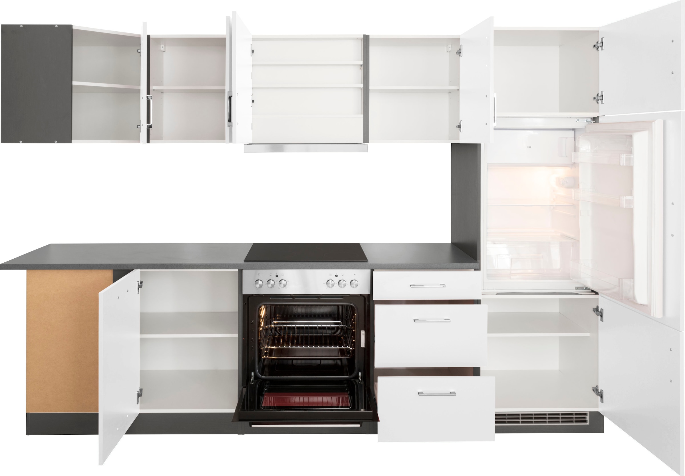 KOCHSTATION Winkelküche »KS-Paris«, mit E-Geräten, Stellbreite 220/280 cm
