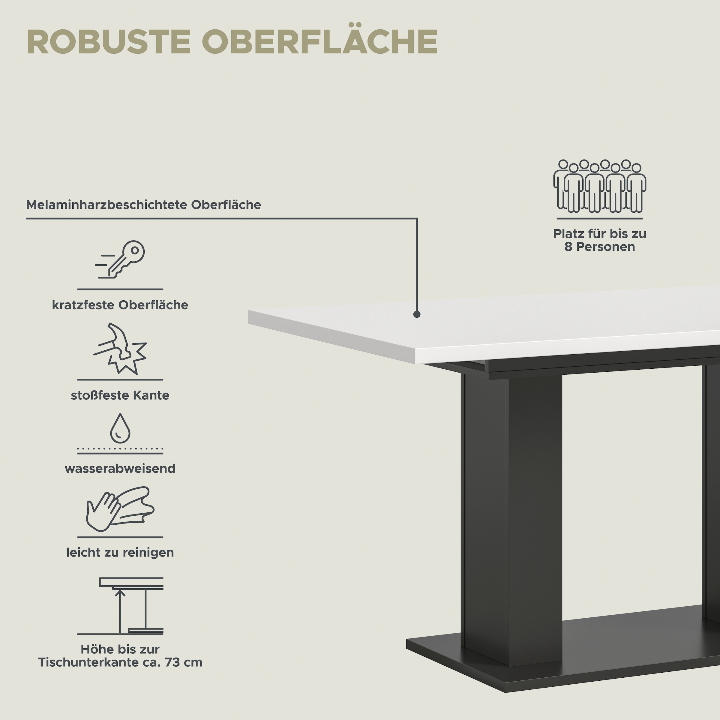 INOSIGN Esstisch »Motus, ausziehbar 150 -190 cm, inklusive 40 cm Einlegeplatte«, (Set, 1 St.), Doppelsäulengestell mit Bodenplatte, Tisch, Esstisch, Küche