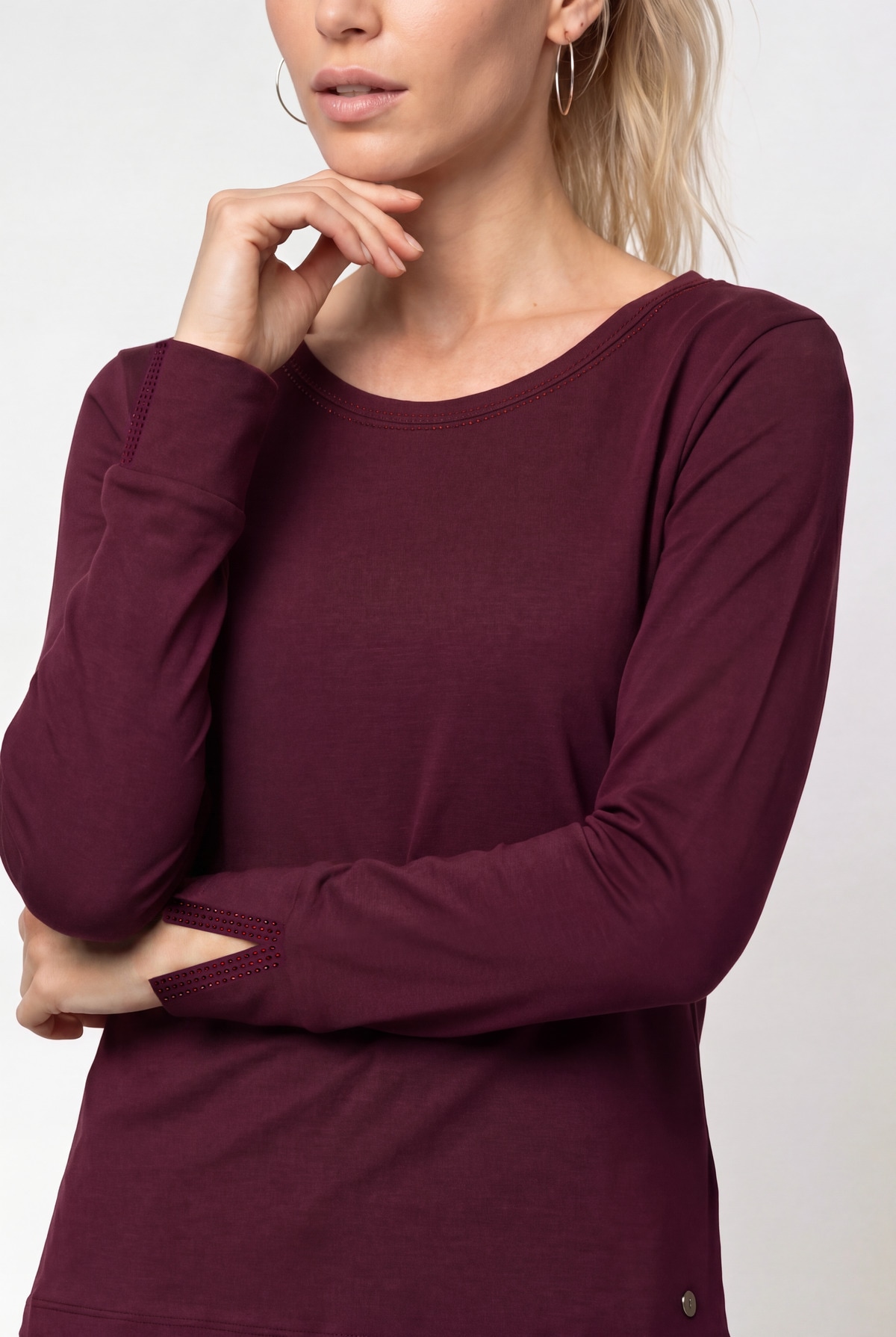 Monari Langarmshirt »Shirt Basic Schmuck« Regular fit mit Rundhalsausschnitt