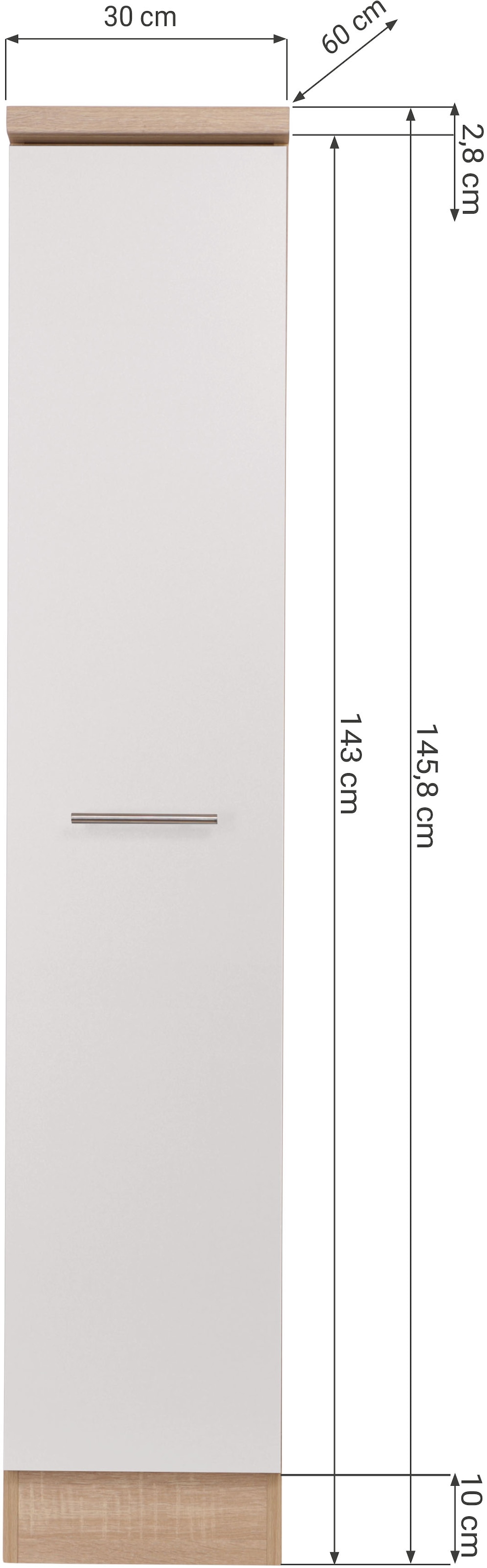 RESPEKTA Apothekerschrank »Merle« Breite 30 cm, Stangengriffe aus Metall