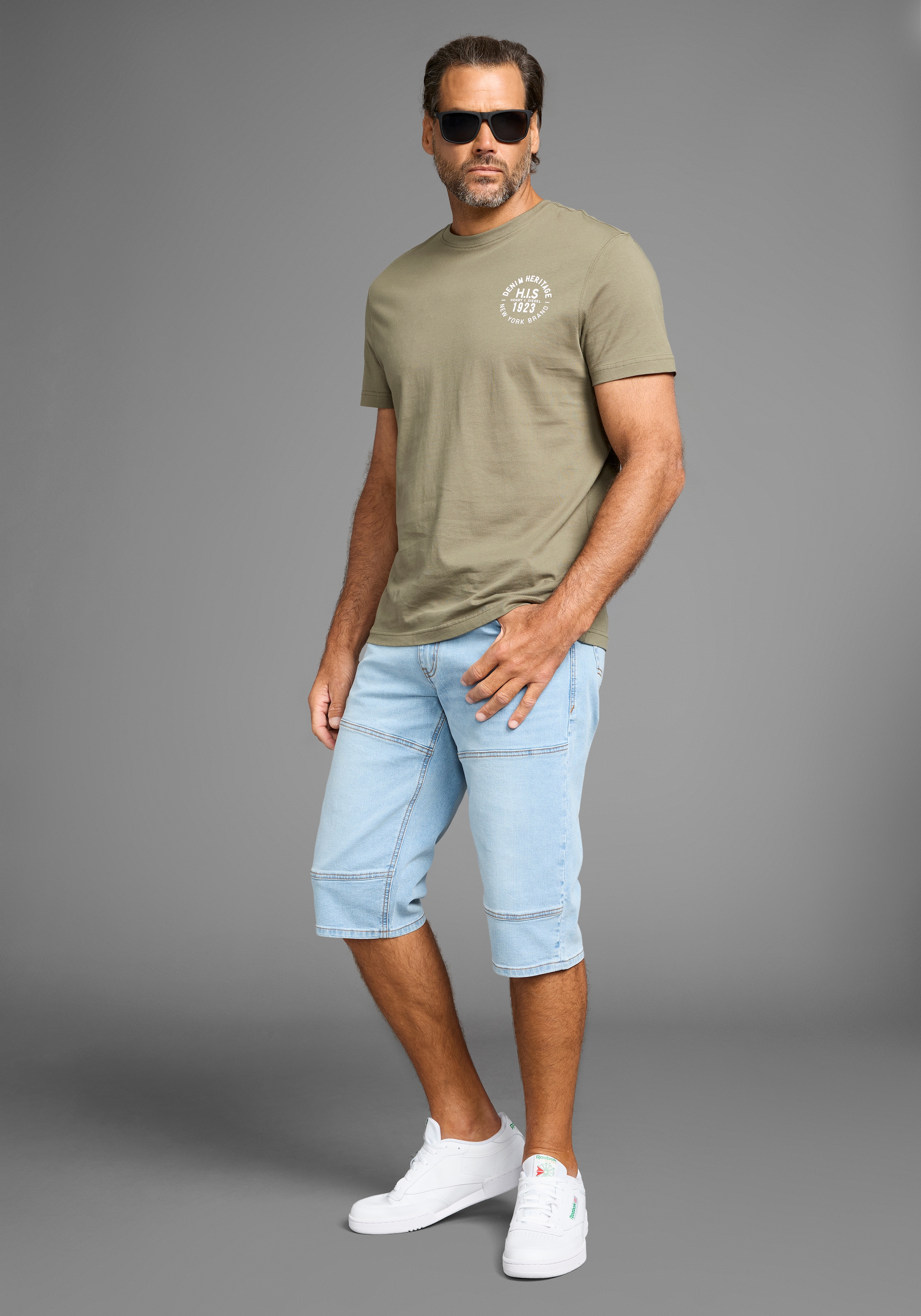 H.I.S T-Shirt, (Packung, 3 tlg., 3er-Pack), schmal geschnitten, bedrucktes Design, aus 100% Baumwolle