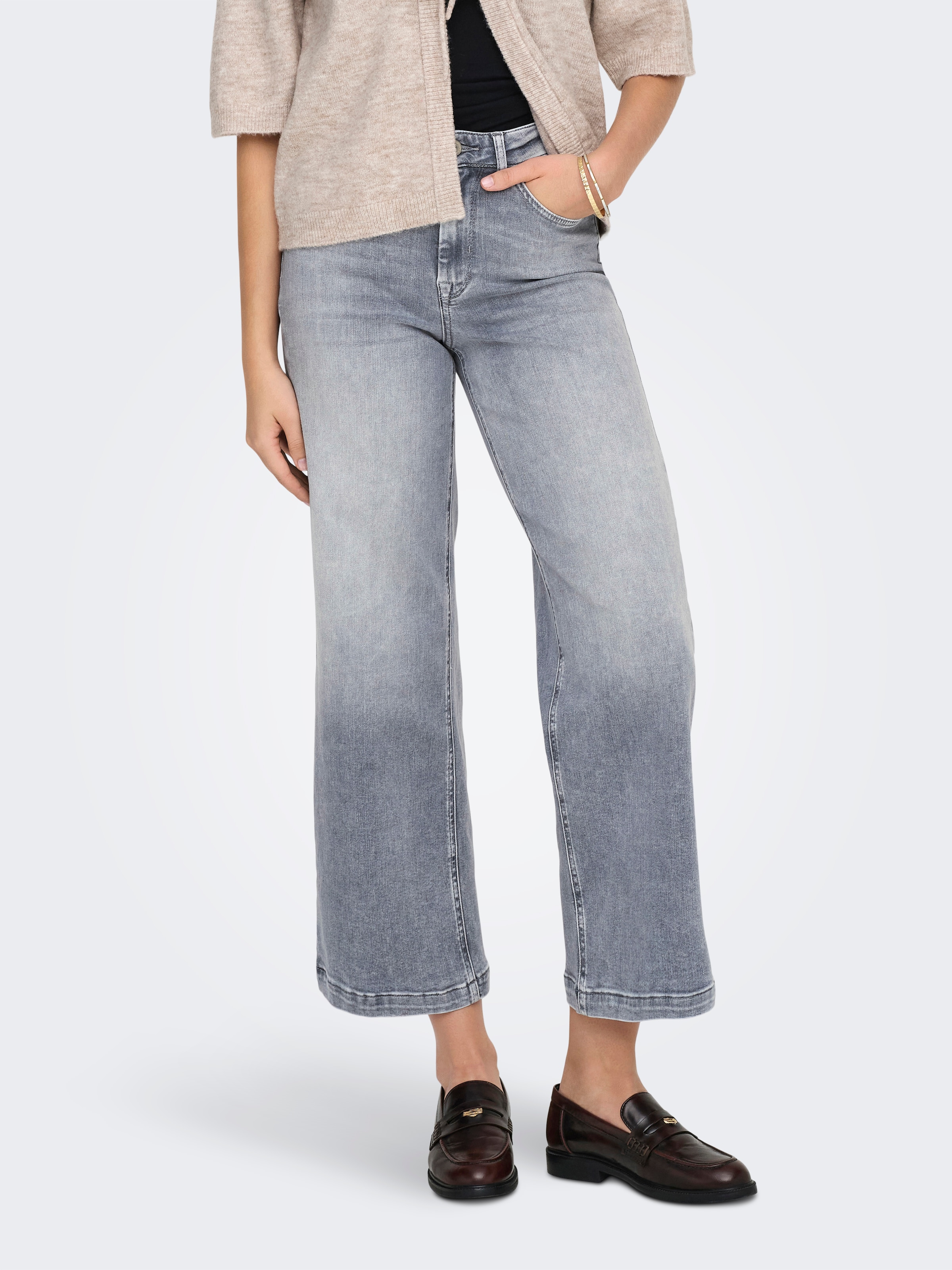 ONLY High-waist-Jeans »ONLMADISON BLUSH HW CP WD DNM REA293NOOS« hohe Taille, weite Beinform, verkürzte Länge