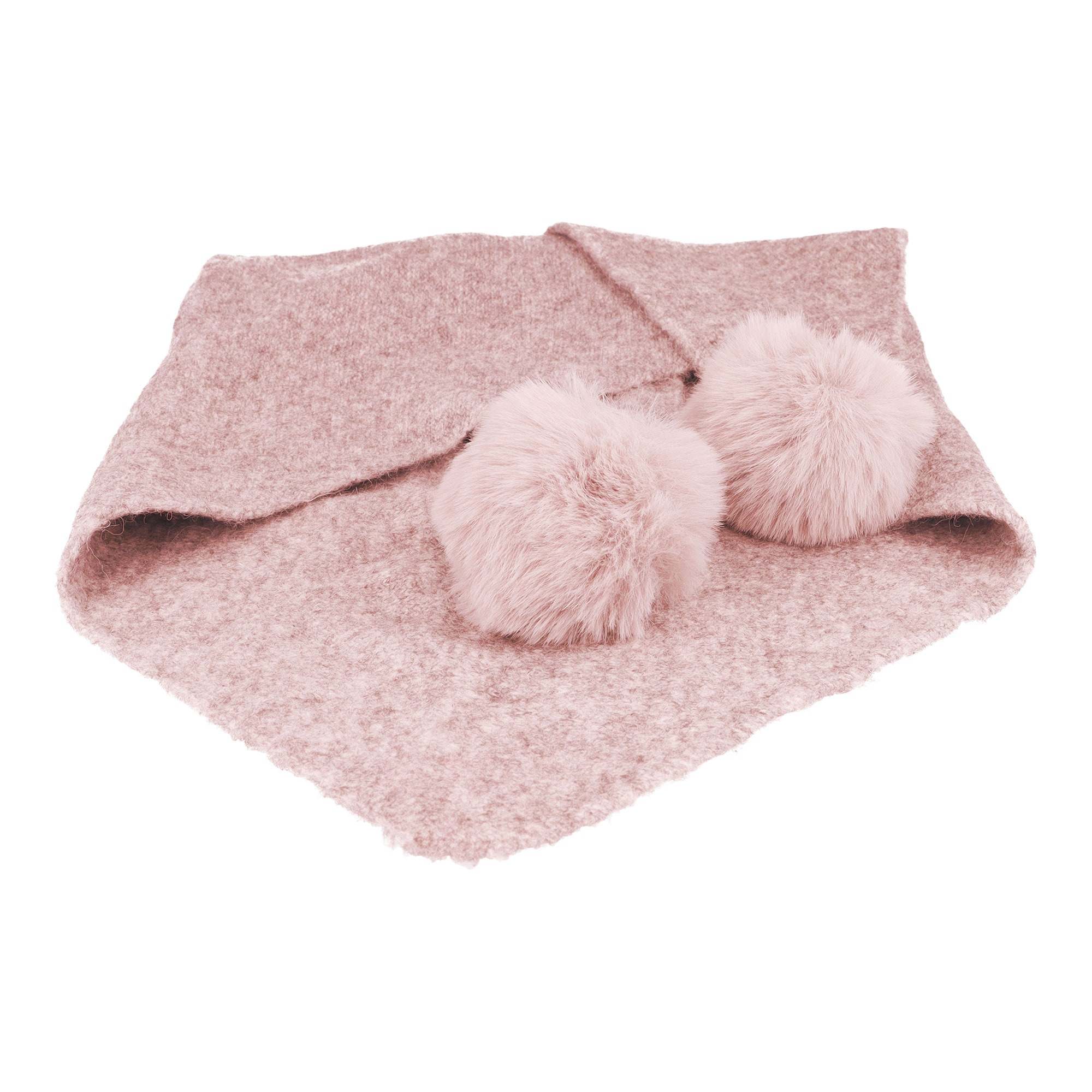 MAXIMO Dreieckstuch Materialmix, gestrickt, mit Fake-Fur-Bommeln,