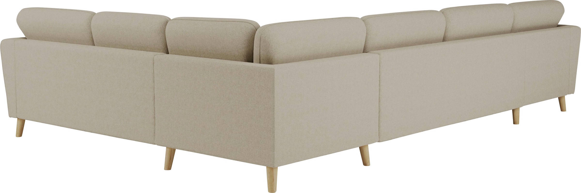 Home affaire Wohnlandschaft »MARSEILLE XXL 349cm, U-Form, Ottomane rechts/links wählbar«, Massivholzbeine Eiche, Landhausstil, Wellenunterfederung