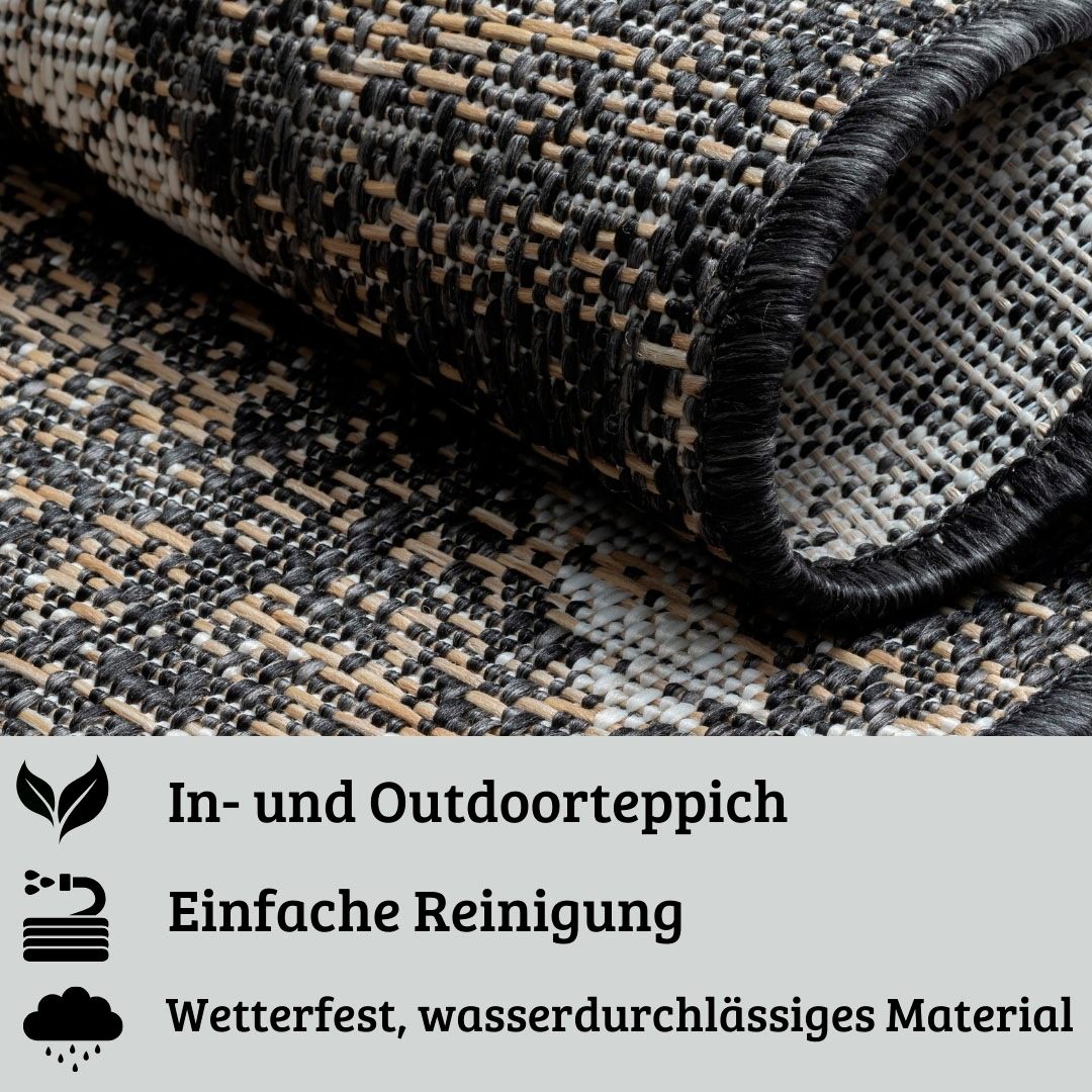 my home Teppich »Sorren, LAGERRÄUMUNG!«, rechteckig, 8 mm Höhe, Rauten Muster, In- und Outdoor geeignet, Terrasse & Balkon