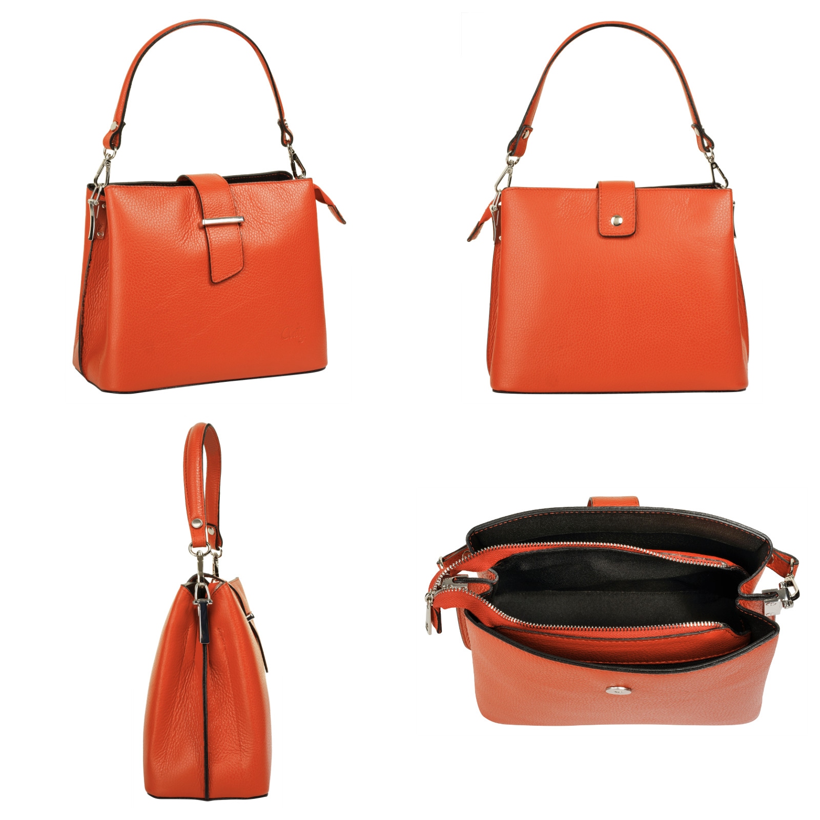 Cluty Henkeltasche, echt Leder, Made in Italy