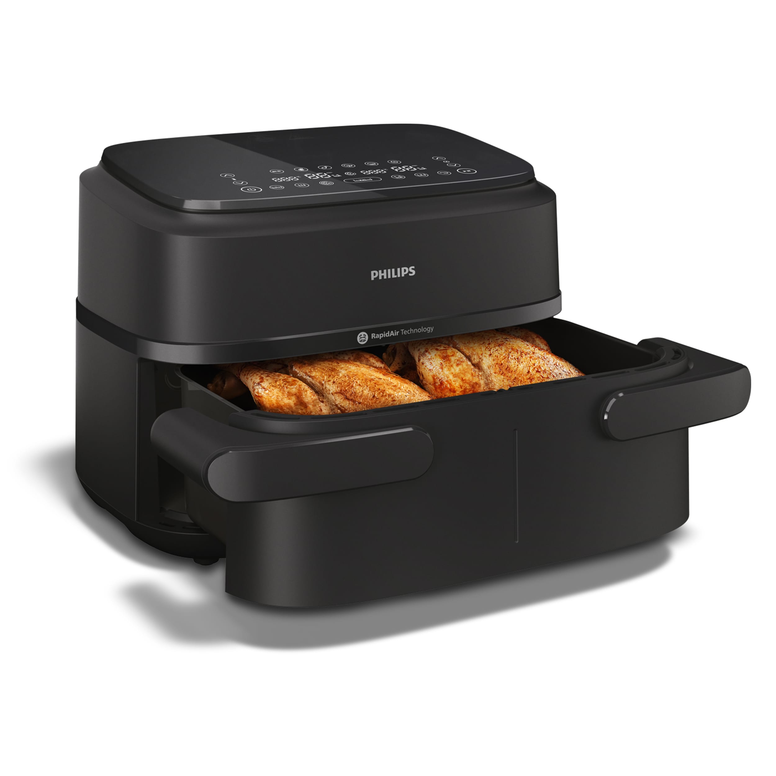 Philips Heißluftfritteuse »Airfryer 1000 Flexible Basket NA150/00, zwei Körbe mit 7.1L« 2450 W RapidAir Technologie und 10 Kochfunktionen; Schwarz...