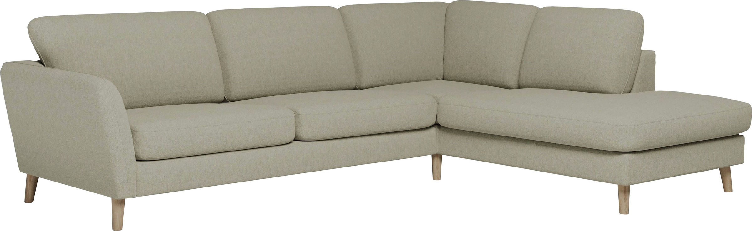 Home affaire Ecksofa »MARSEILLE 278/202 cm, L-Form, Ottom. rechts/links, verschiedene Bezüge«, Massivholzbeine Eiche, Landhausstil, Wellenunterfederung