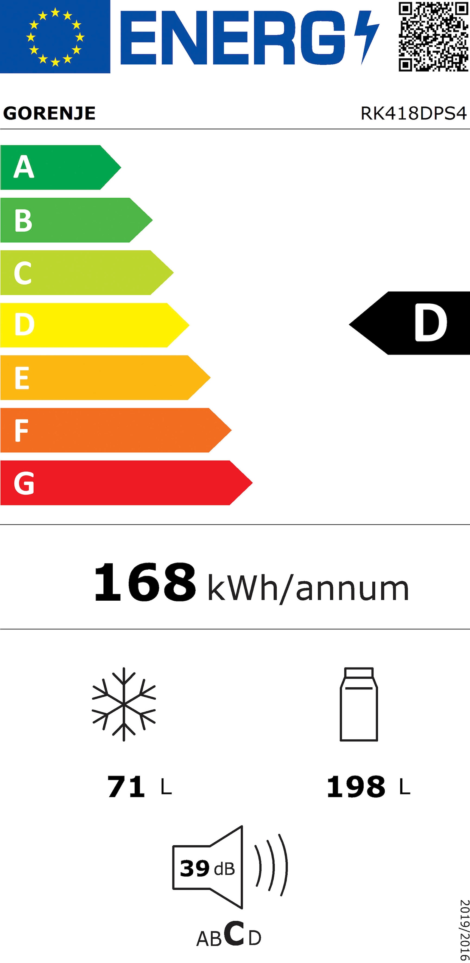 GORENJE Kühl-/Gefrierkombination RK jetzt 418 bei Energieeffizienzklasse »RK hoch, D DPW4, cm OTTO 55 breit, DP«, 180 418 cm