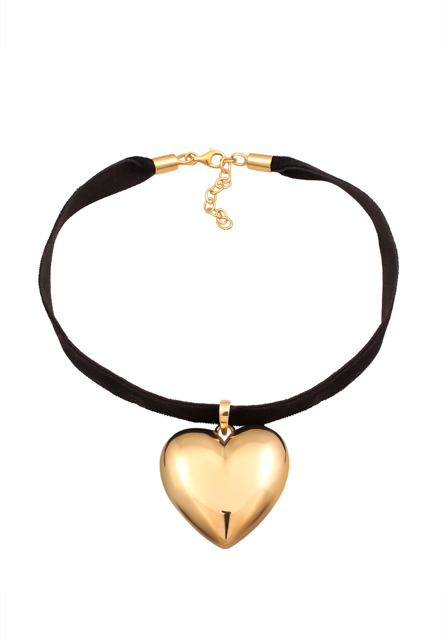 Elli Choker »Halskette Samtband Herz Anhänger 925 Sterling Silber vergoldet«