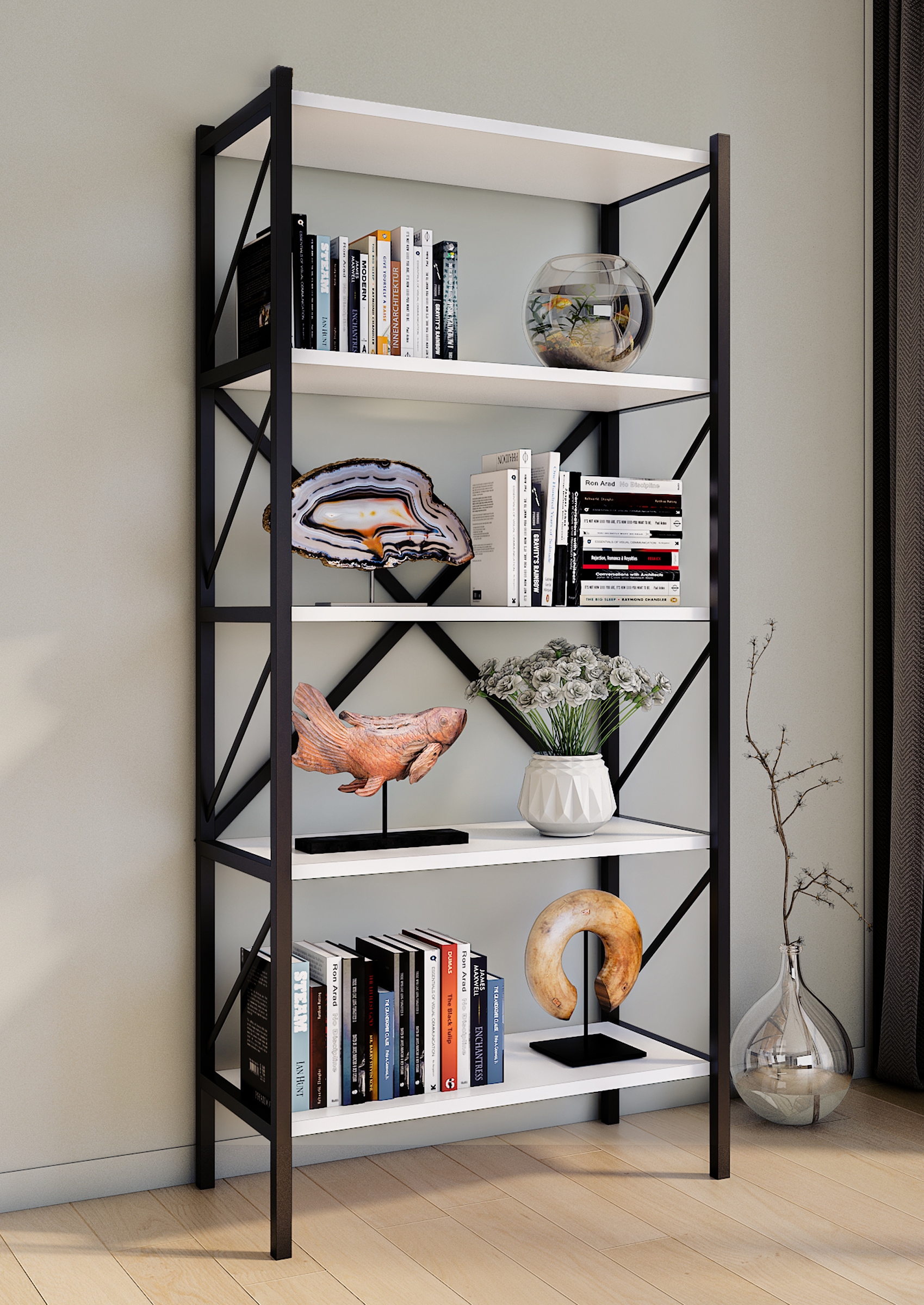 VCM Standregal »Holz Metall Stand Regal Büro Bücher Insasi 5fach«