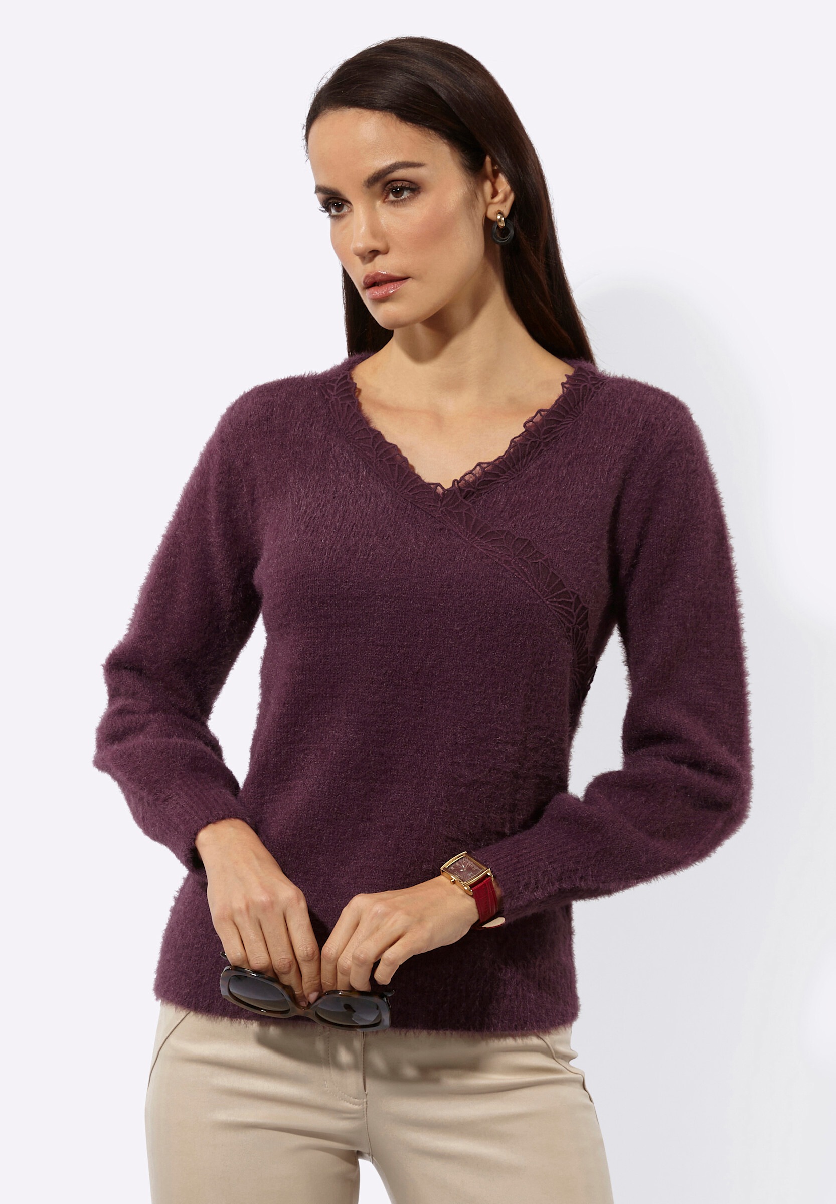 creation L Strickpullover »Lyocell-Mix-Pullover Langarm-Pullover in Wickel-Optik«