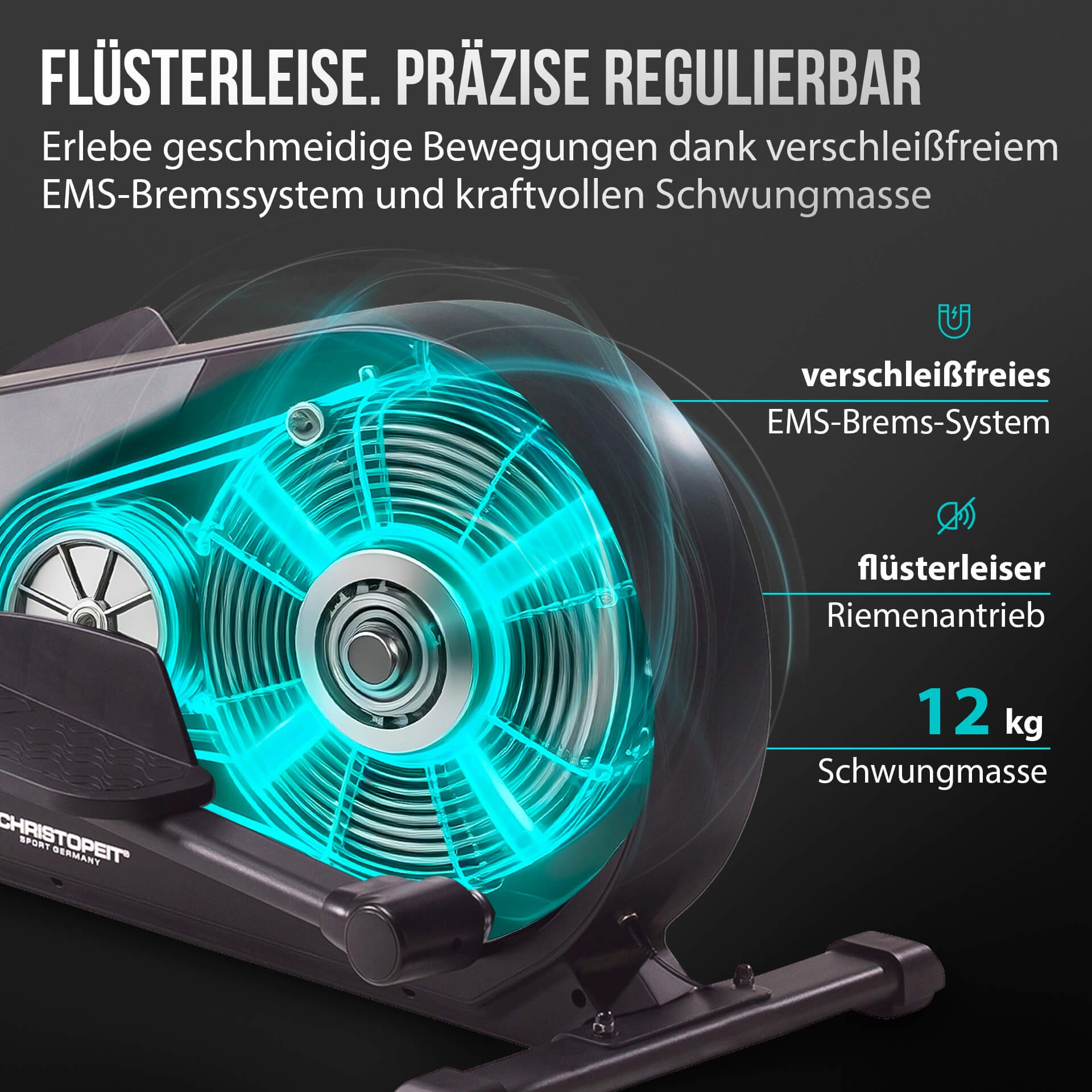 Christopeit Sport® Crosstrainer-Ergometer »EL 8000« 150 kg max. Benutzergewicht, 32 Widerstandsstufen