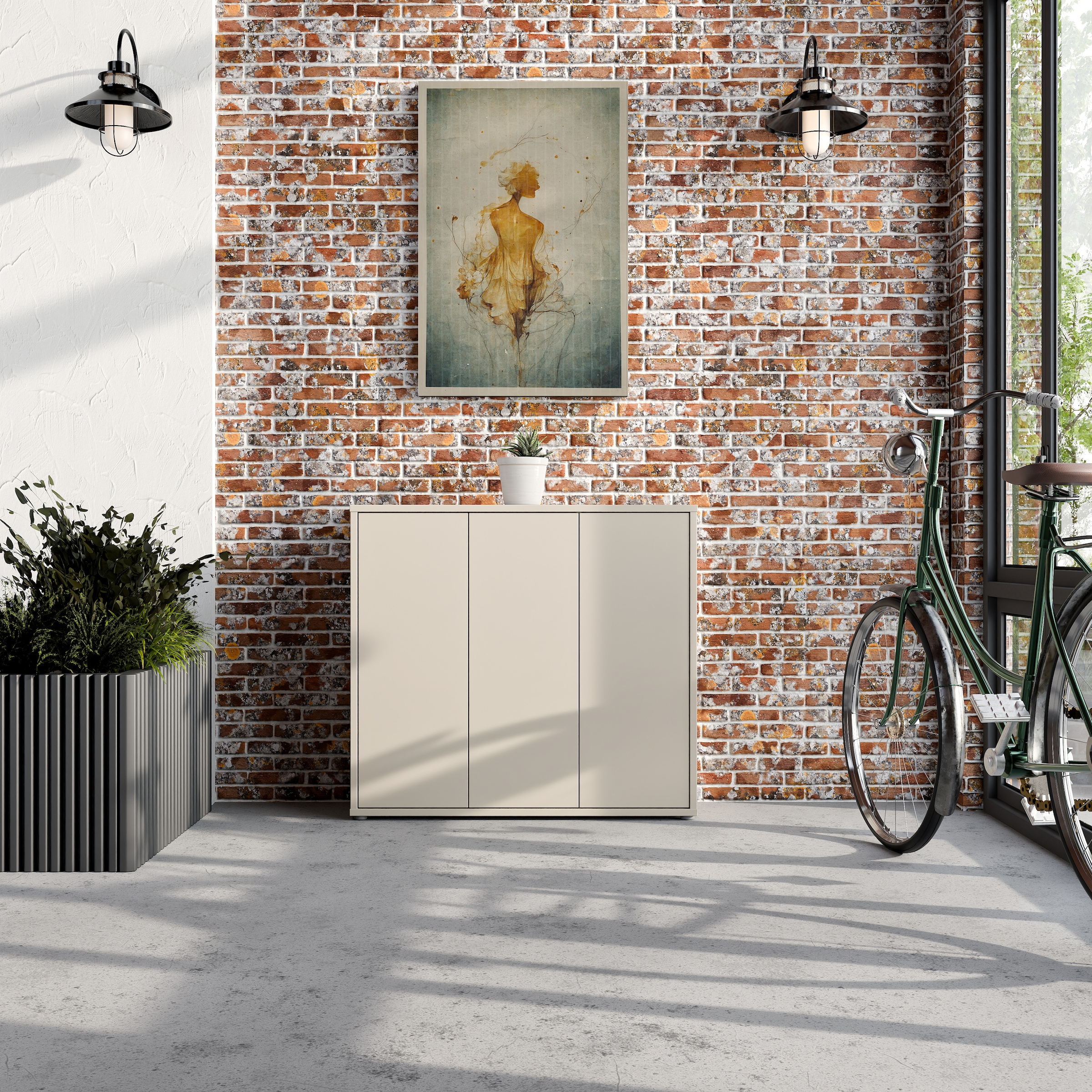 FORTE Schuhschrank »Alice Springs«, (B/H/T 109,2/99,1/34,9 cm), Stauraumschrank, Mehrzweckschrank, grifflose Front, Push to open