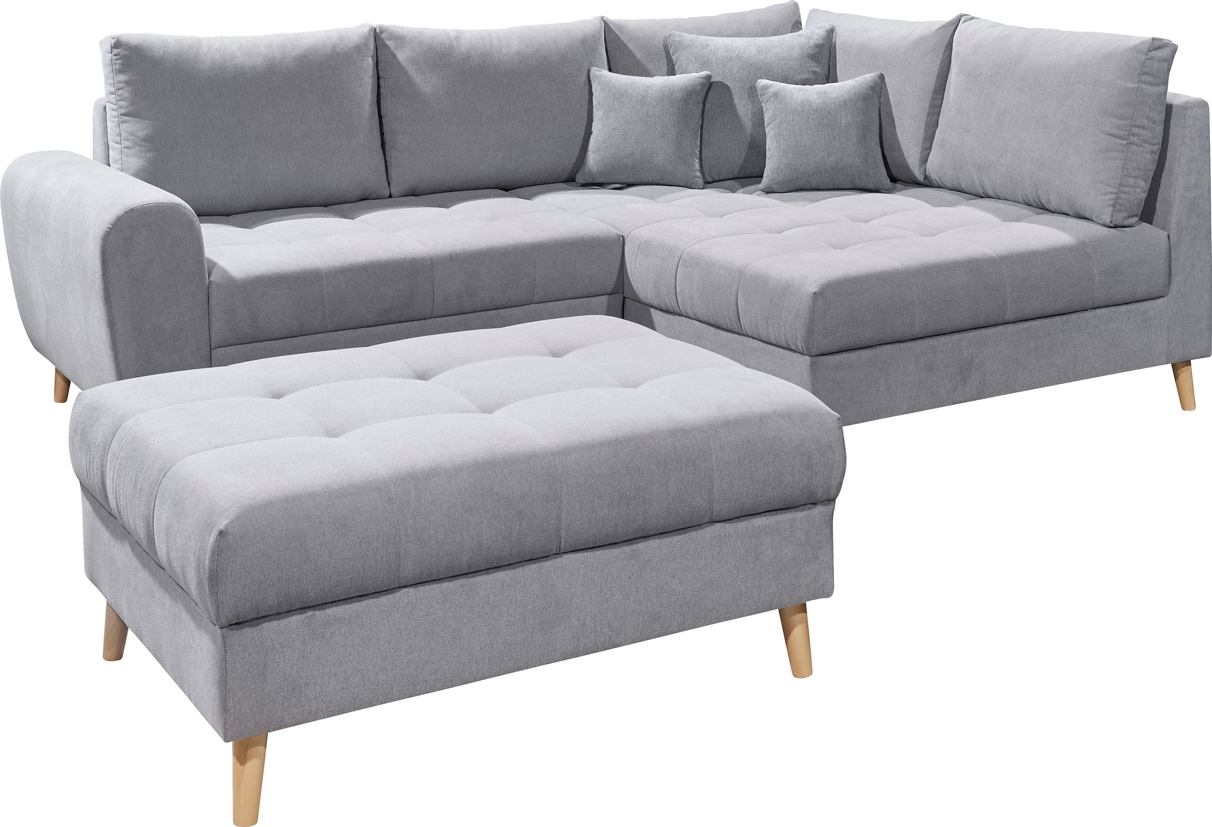 ED EXCITING DESIGN Ecksofa »Alice L-Form«, (Set), mit Hocker & 3 Zierkissen