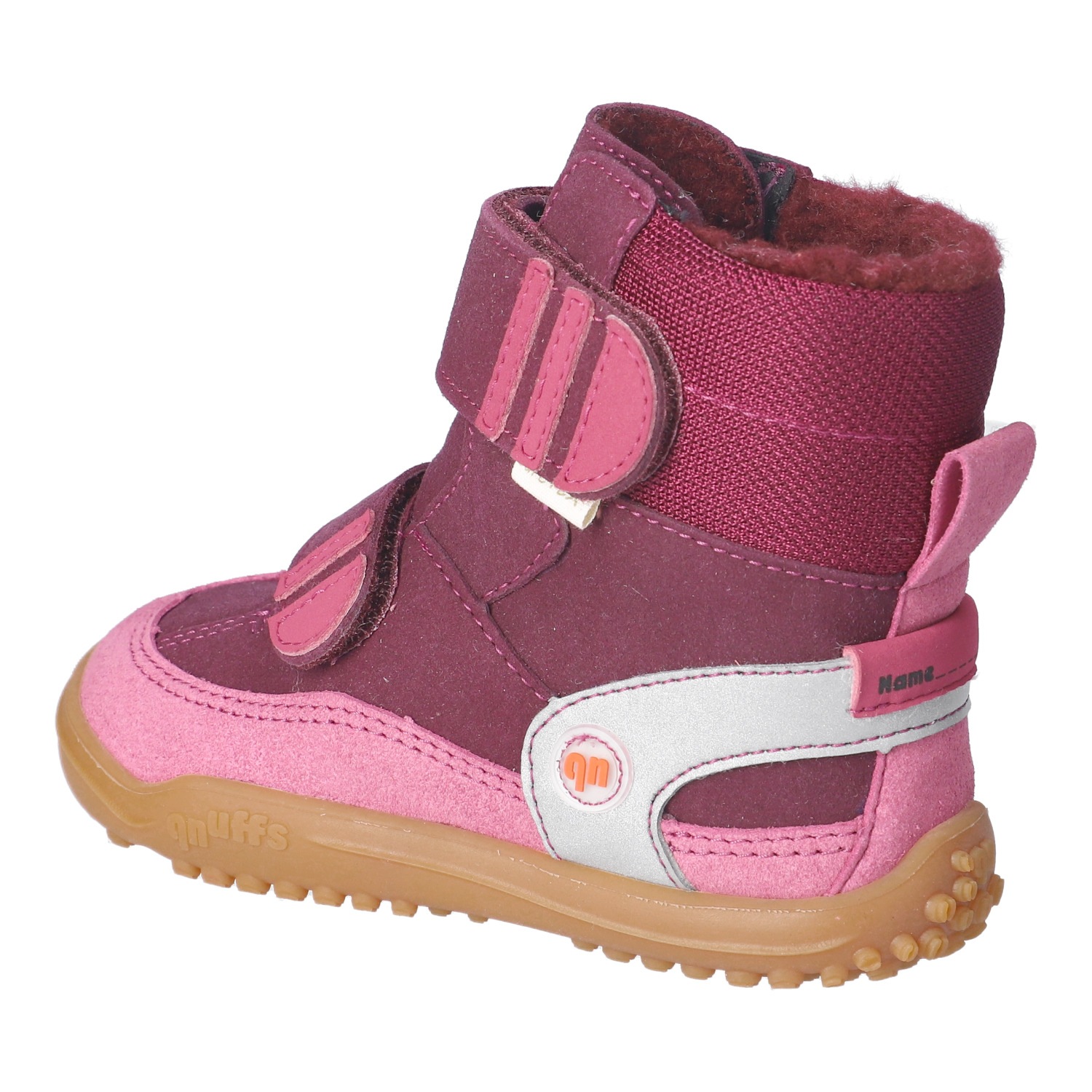 qnuffs Barfußschuh »TANNE«  Klettboots, Winterboots mit praktischem Namensschild an der Ferse