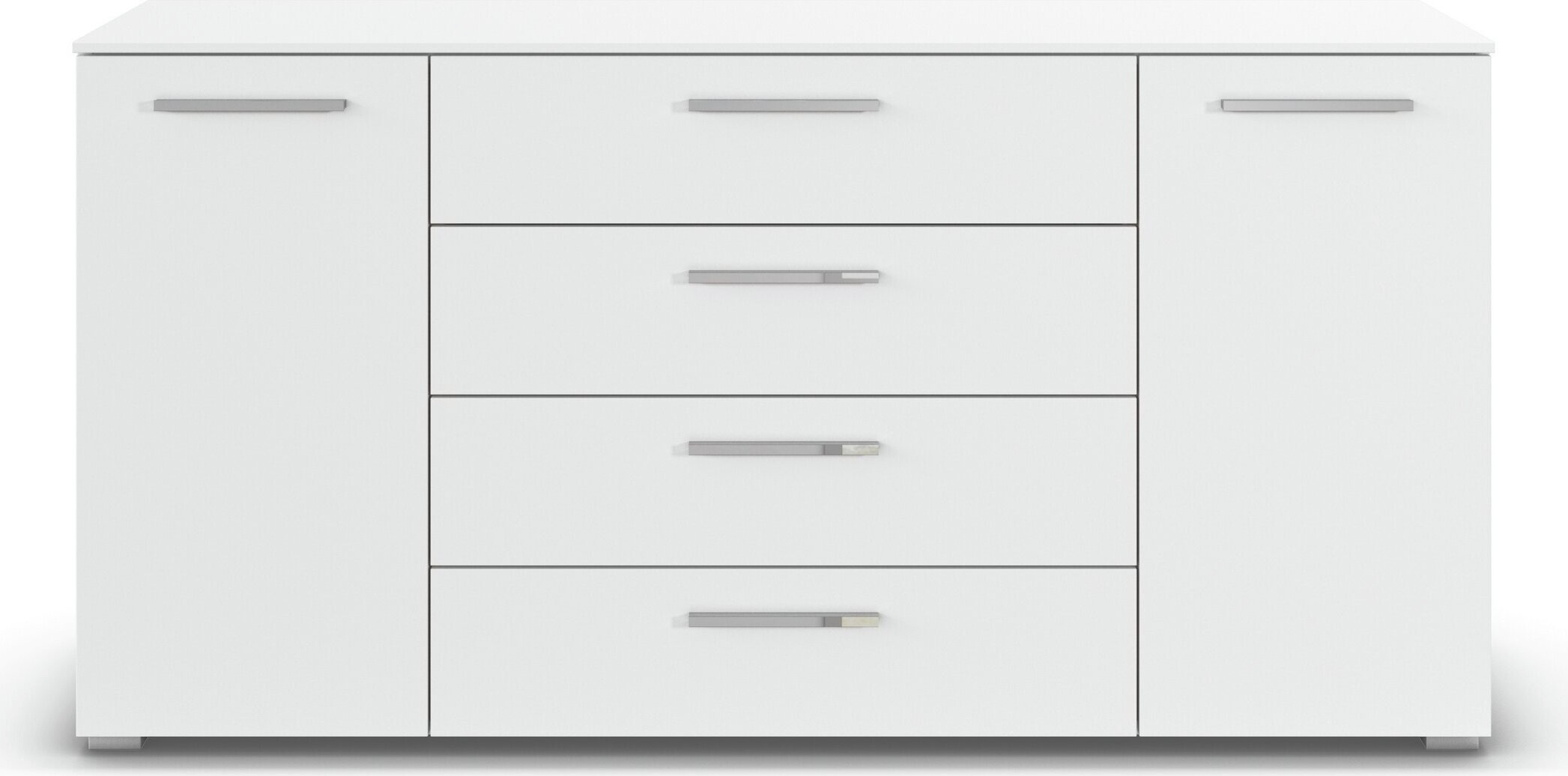 rauch Kombikommode »Sideboard Schubkommode Kommode MONTCLAR Front Dekor/Hochglanz/Glas« Breite 160 / Höhe 81 cm, 2 Einlegeböden, inkl. Soft-Close-Funktion,  2-türig, 4 geräumige Schubladen, viele Griffvarianten MADE IN GERMANY