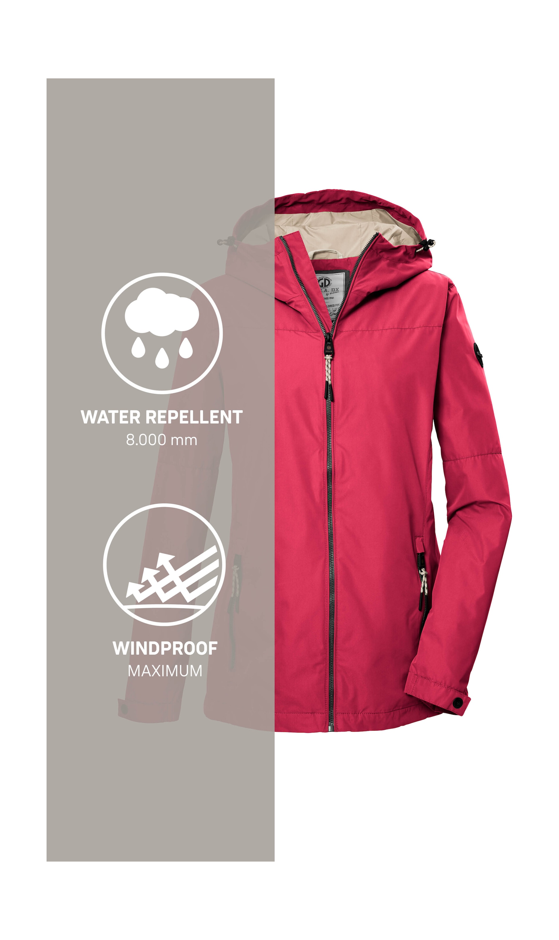 G.I.G.A. DX by killtec Funktionsjacke »GS 71 WMN JCKT«, Damenjacke: wasserdicht, winddicht, PFAS-frei, verstellbar, Kapuze